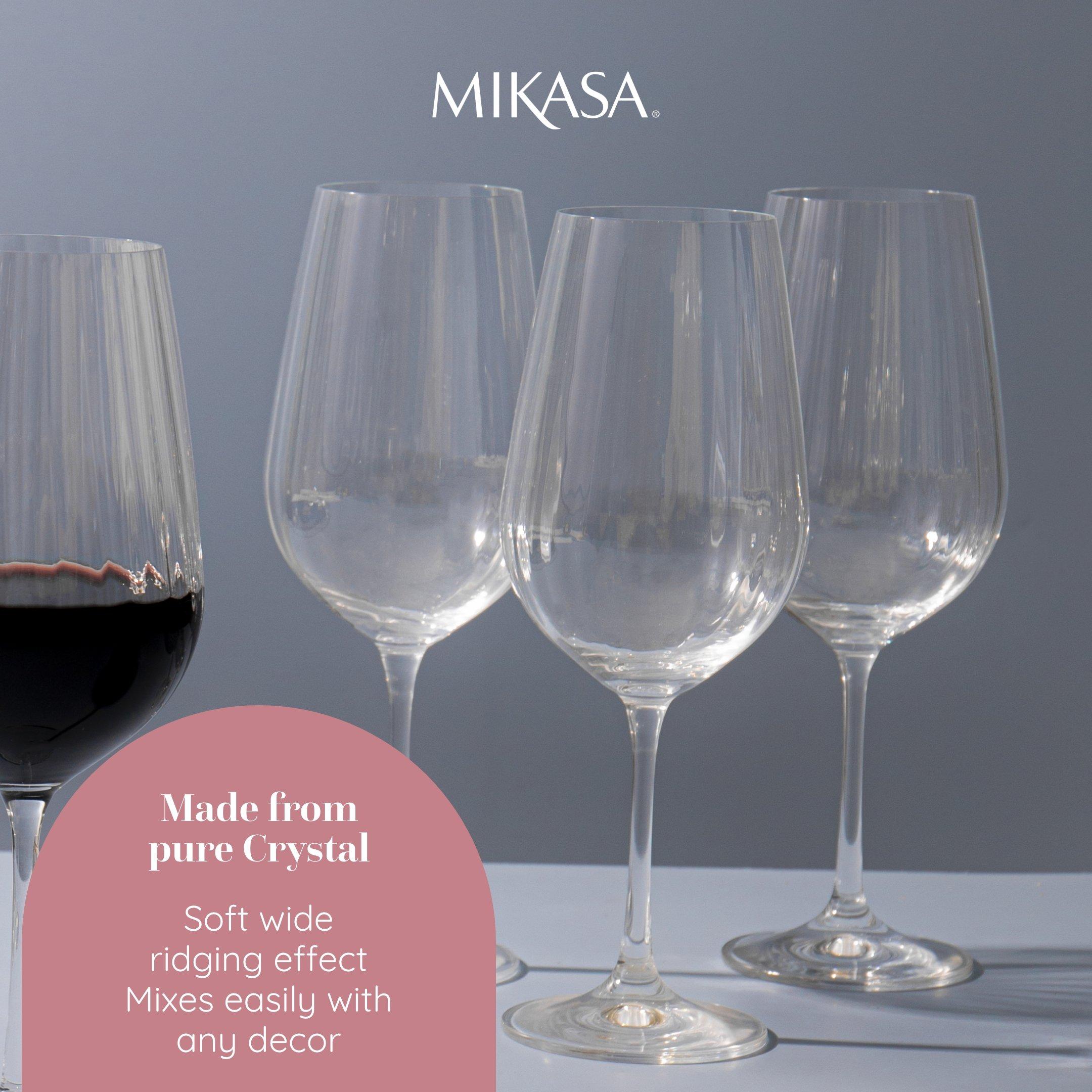 Clear - Mikasa - Mikasa Treviso Crystal Red Wine Glasses, Set of 4 - 4