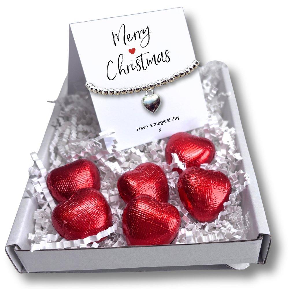Silver - Aye Do Gifts - Merry Xmas Mini Gift Hamper Silver Heart Bracelet - 1