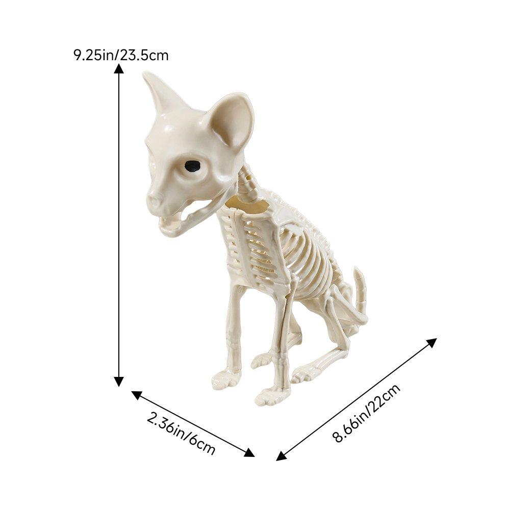 Beige - LIFE IDEAS - Spooky Cat Skeleton Figurine Bone Statue - 2