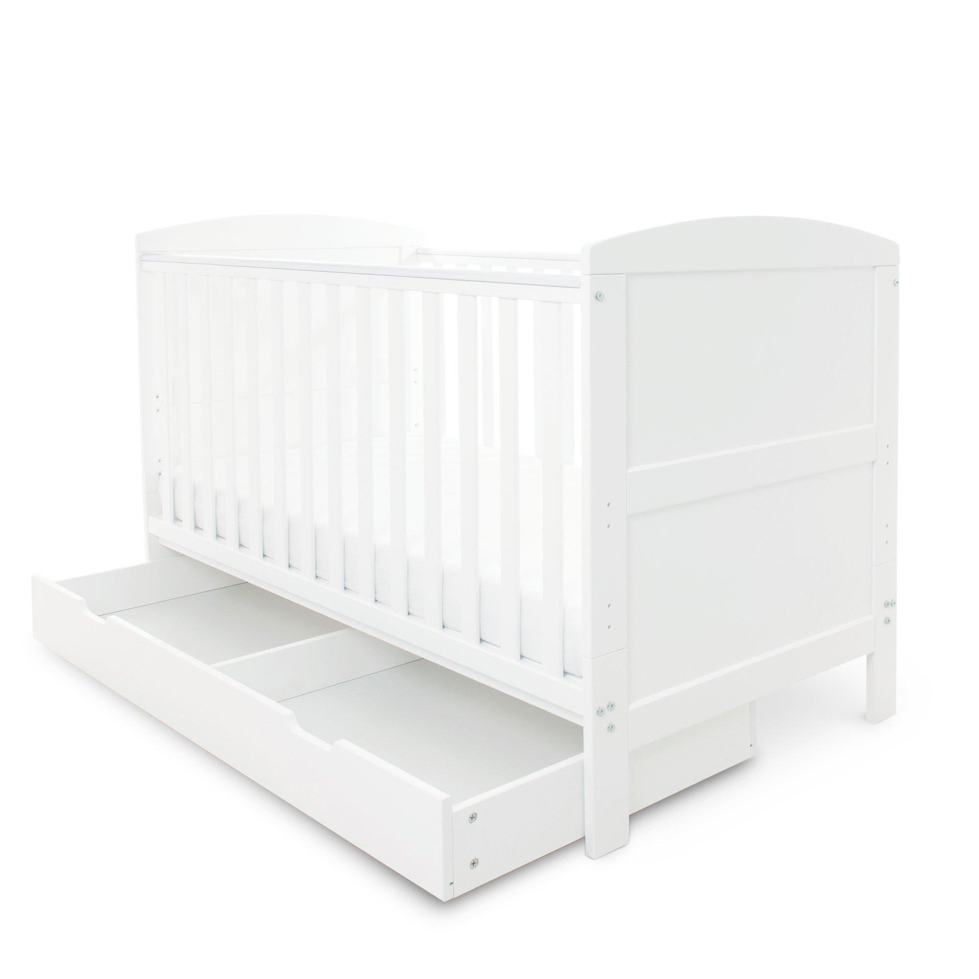 White - Ickle Bubba - Coleby Classic Cot Bed Under Drawer and Mattress - 4