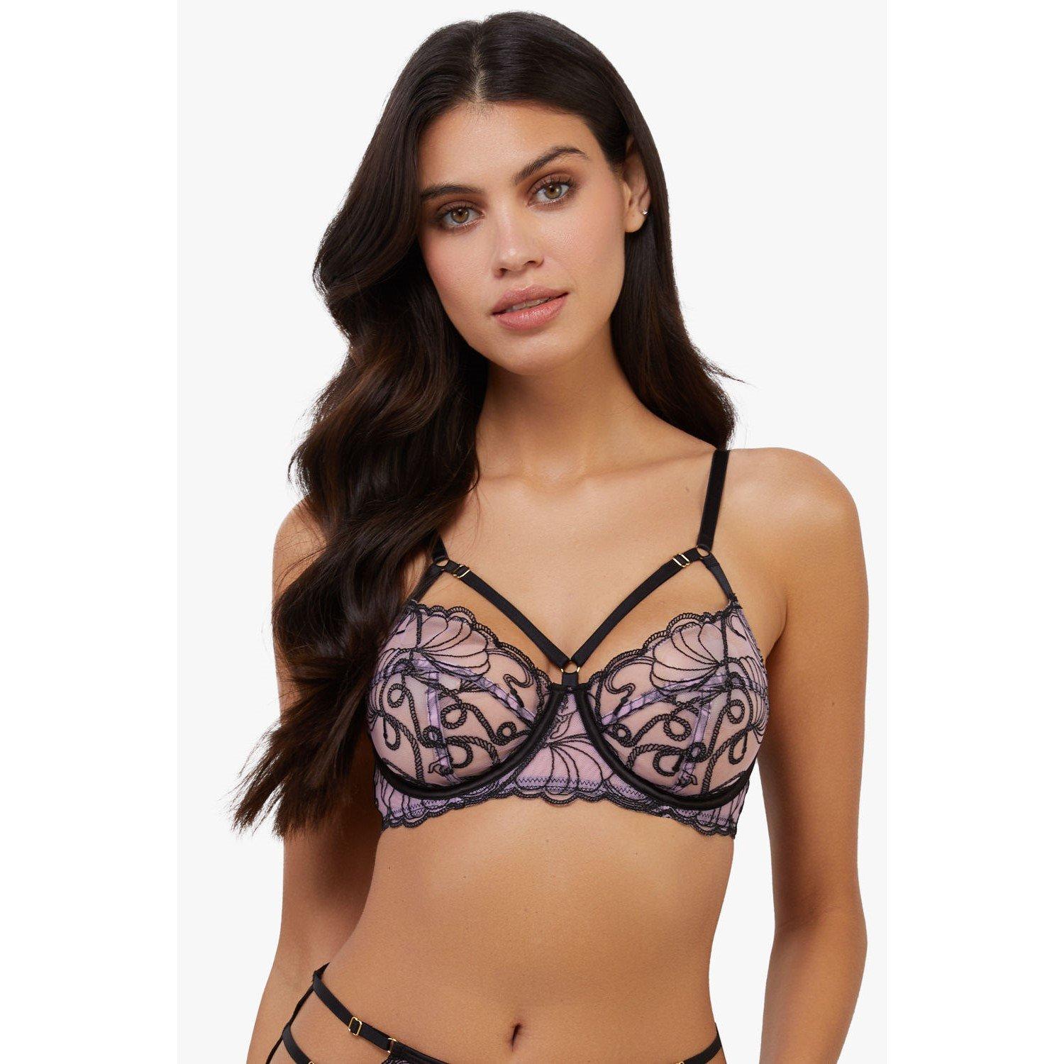 Multi - Playful Promises - Jessie Pink & Black Whip Embroidery Balc Bra - 1