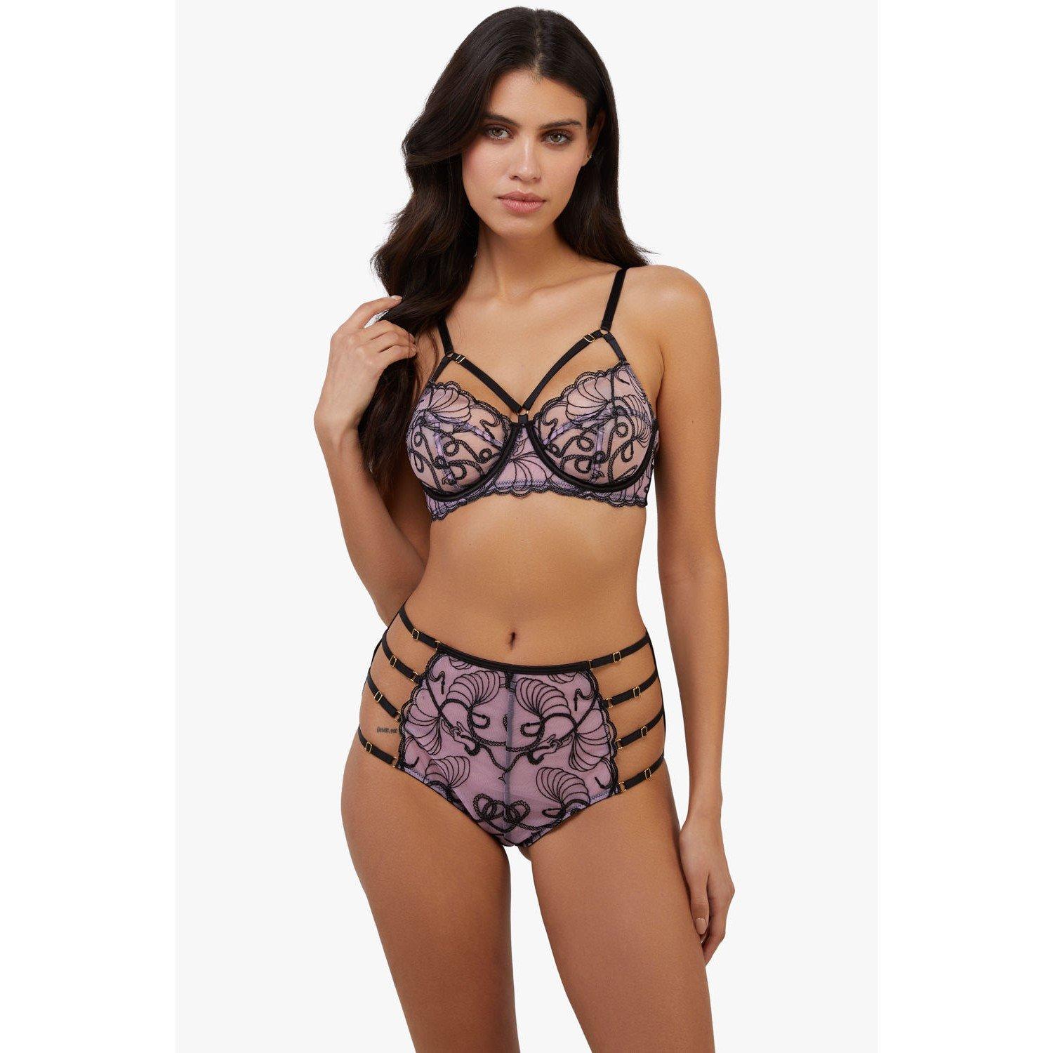 Multi - Playful Promises - Jessie Pink & Black Whip Embroidery Balc Bra - 3
