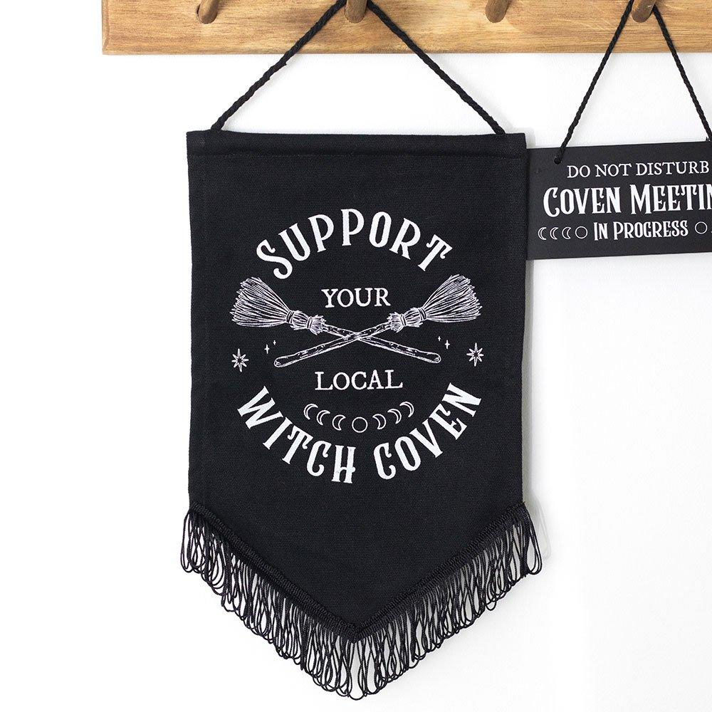 Black - Something Different - Support Your Local Witch Coven Hanging Banner - 1