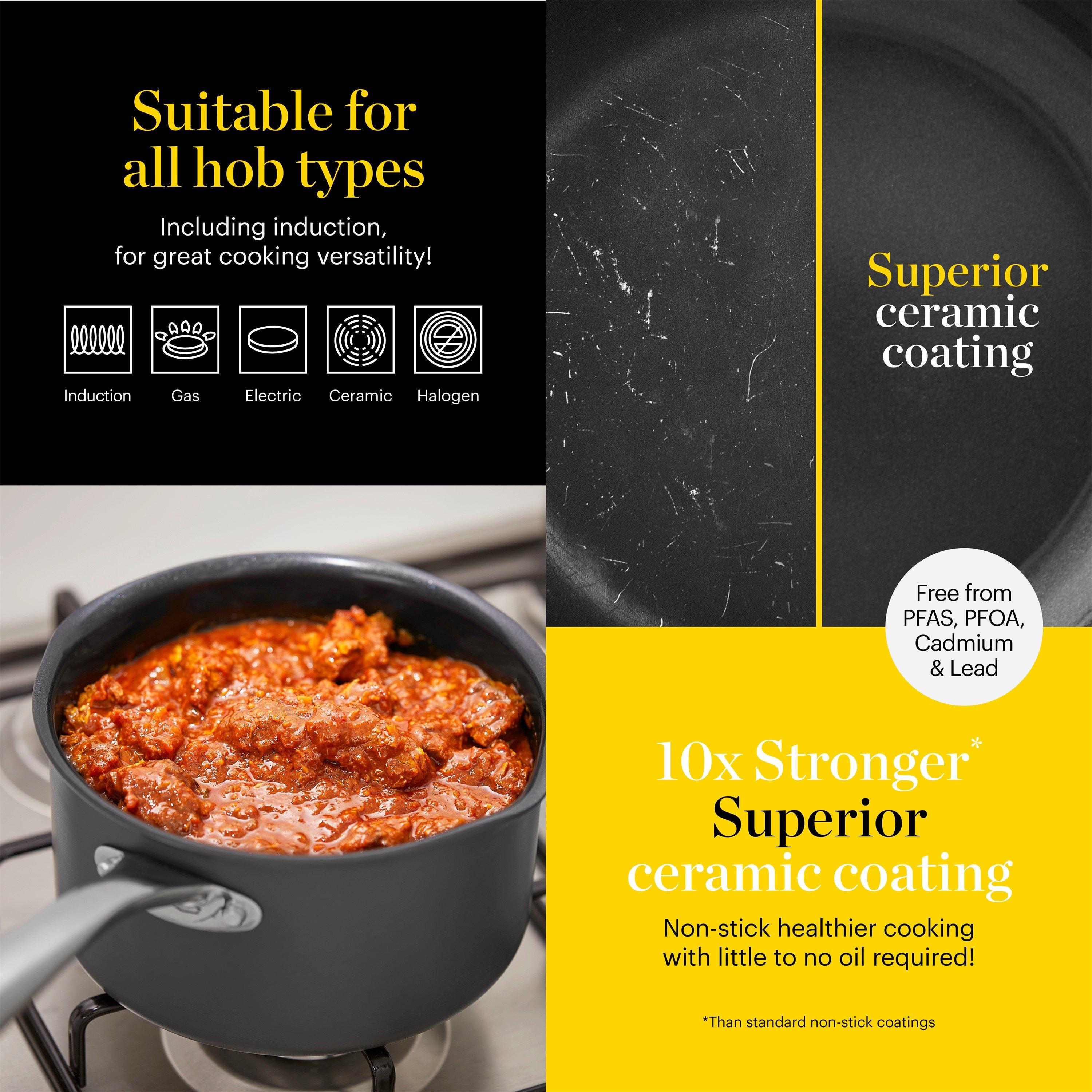 Grey - Good Food - Hard Anodized 3 Piece Saucepan Set - 4