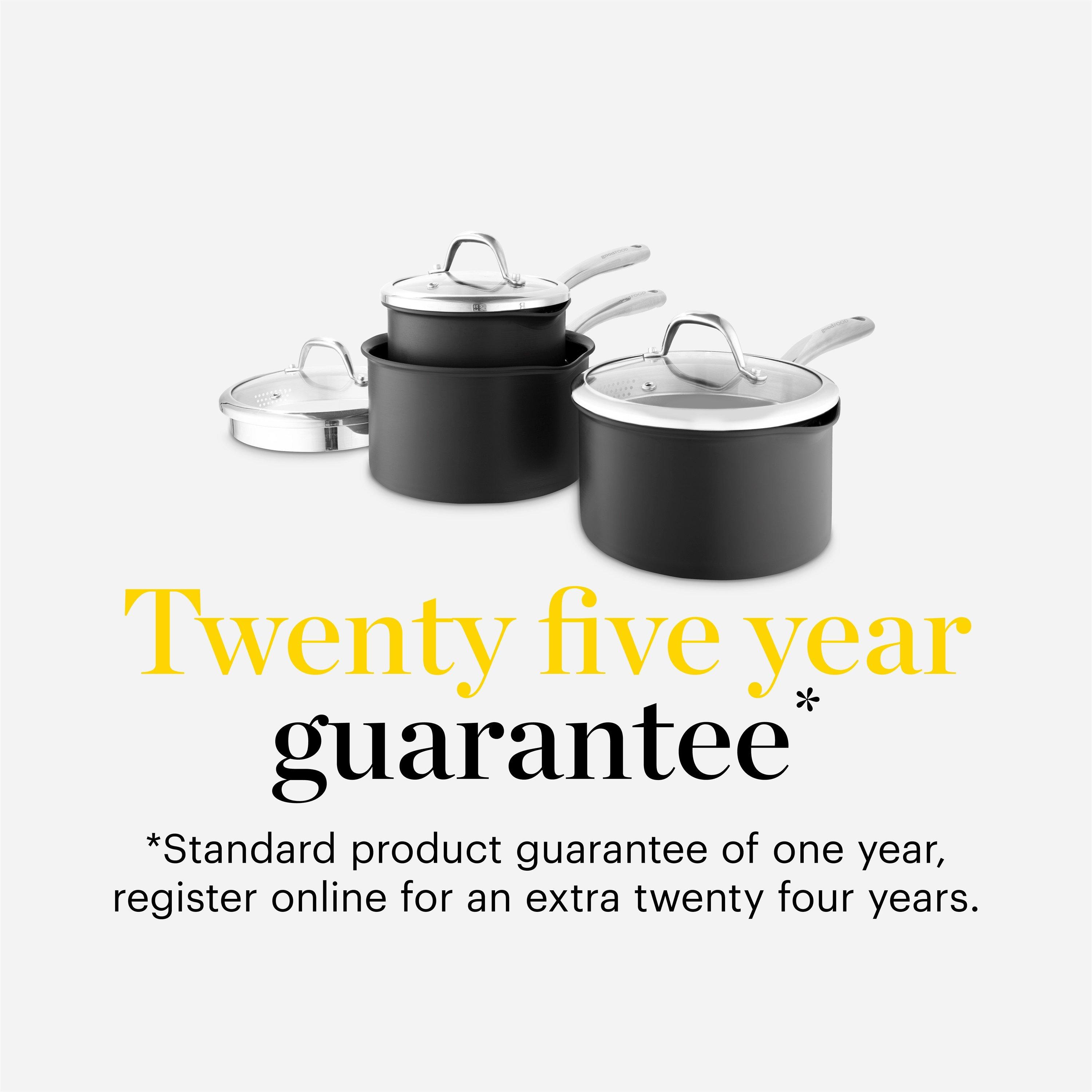 Grey - Good Food - Hard Anodized 3 Piece Saucepan Set - 7