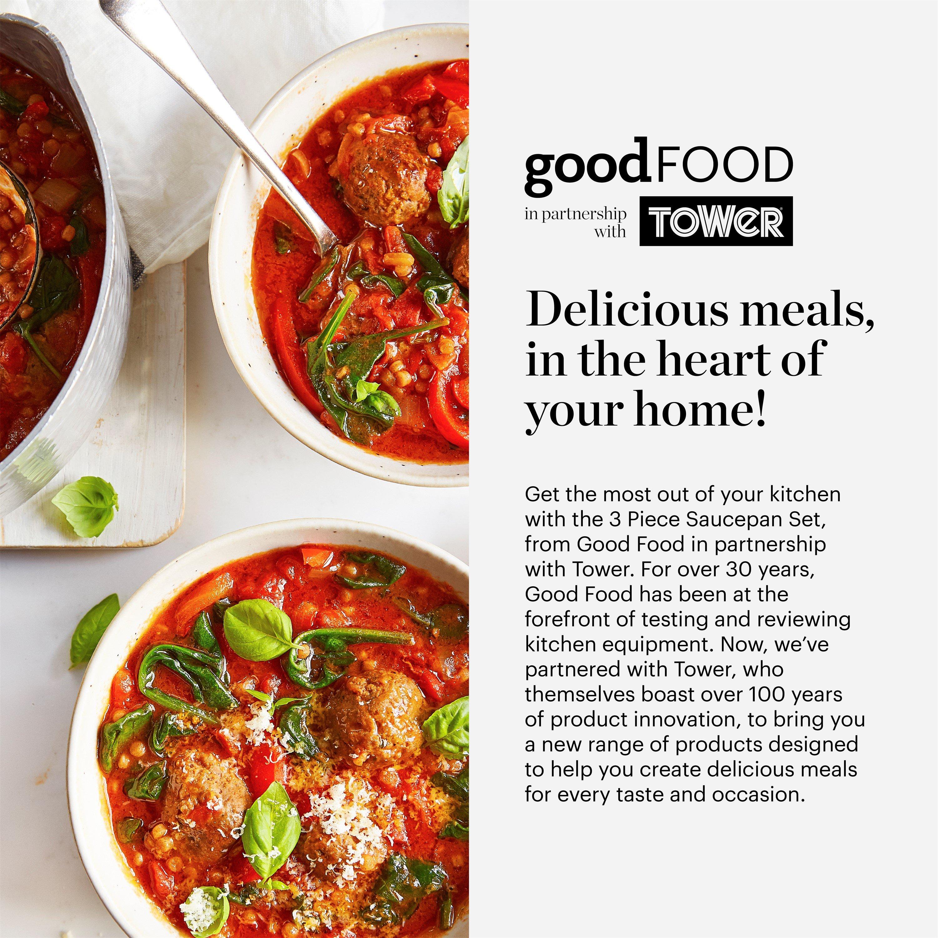 Grey - Good Food - Hard Anodized 3 Piece Saucepan Set - 8