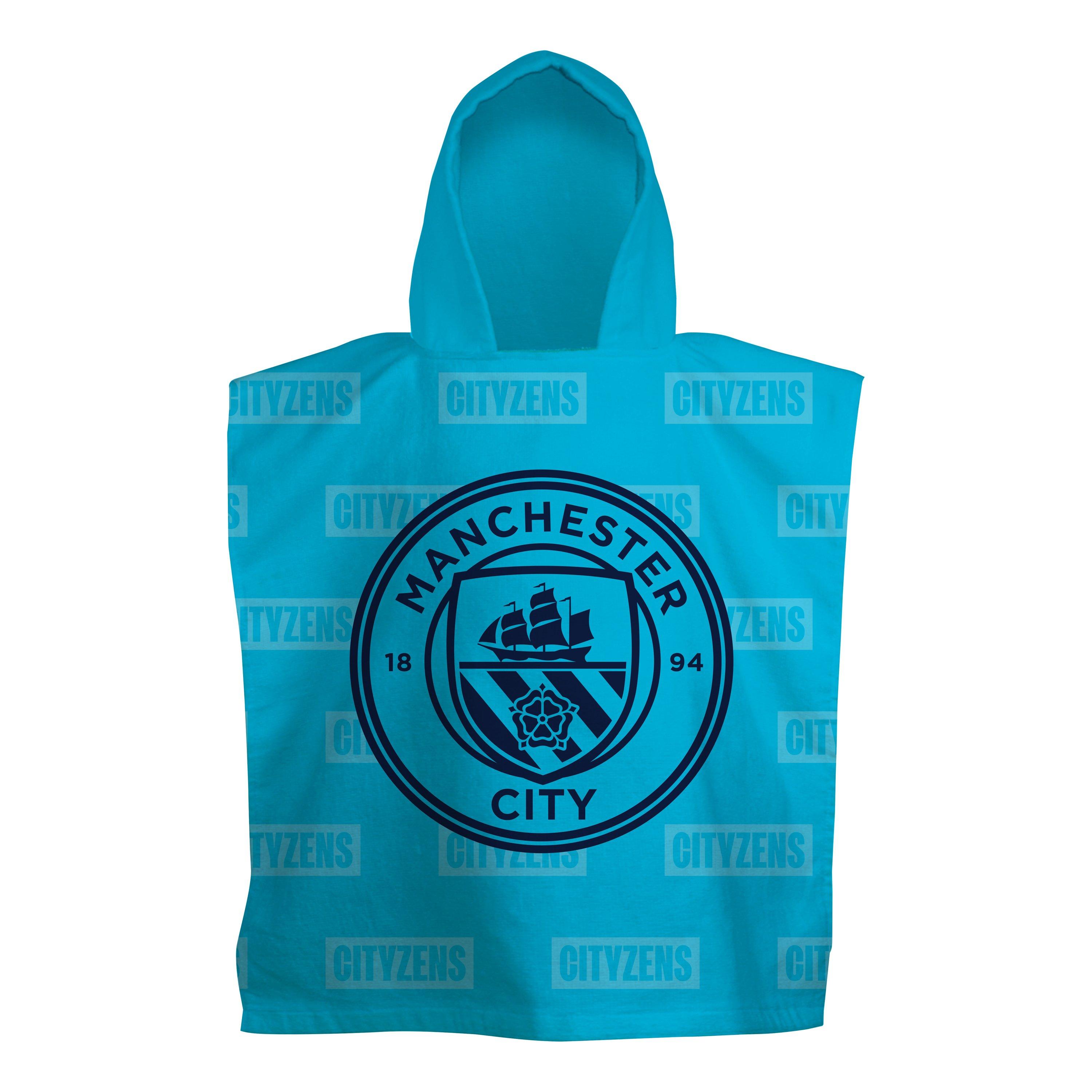 Manchester City Fc  Kids Boots Medium Poncho Towel - Blue