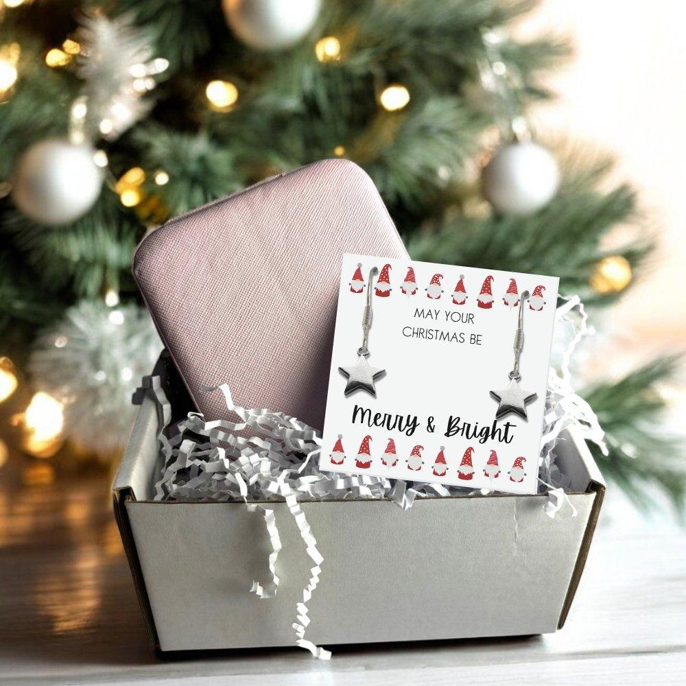 Silver / Pink - Aye Do Gifts - Merry & Bright Xmas GiftHamper Star Ear & Jewe Box - 1