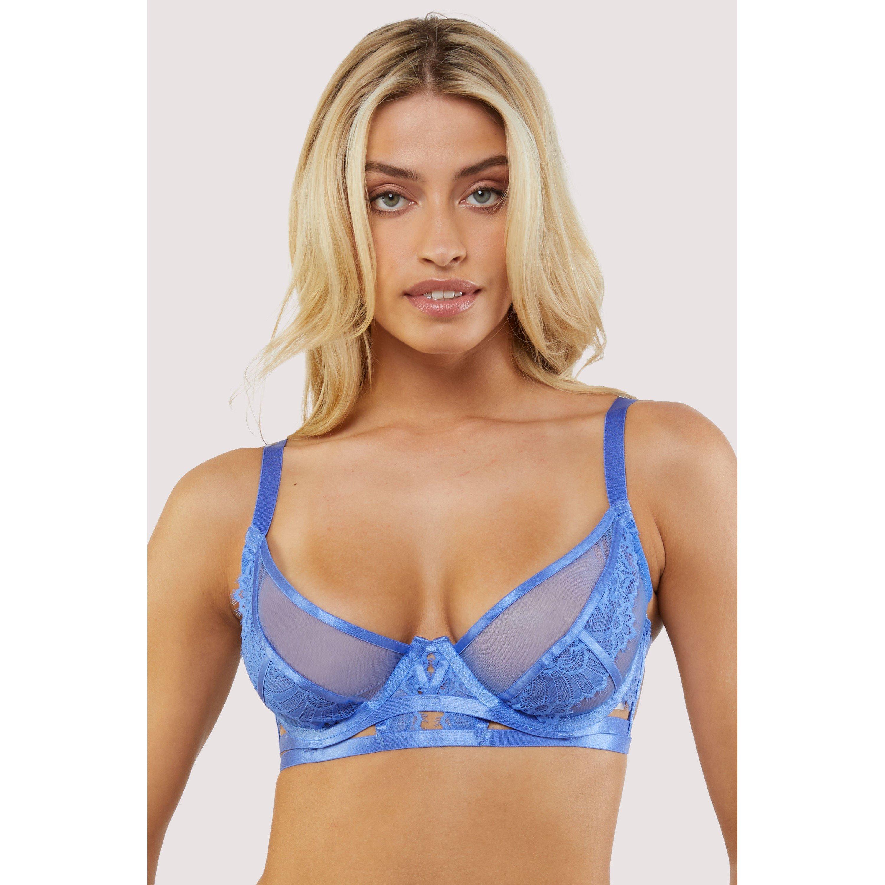 Blue - Wolf and Whistle - Claire Blue Caged Lace Bra - 1
