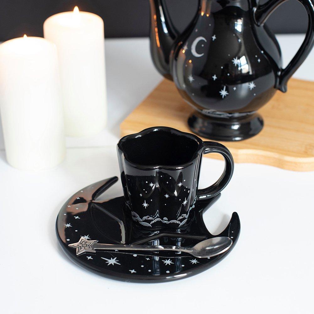 White - Something Different - Spellbound Sky Espresso Cup Saucer and Spoon Set - 1