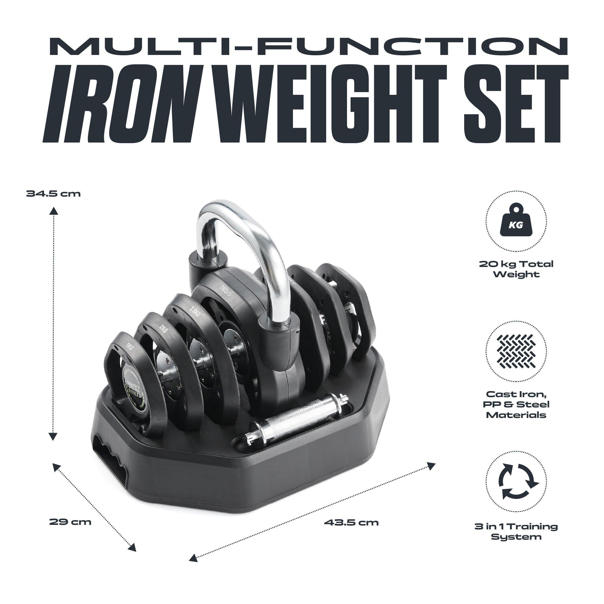 Black 20kg - Phoenix Fitness - Phoenix Fitness 3-in-1 Weight Set - 20kg - 2