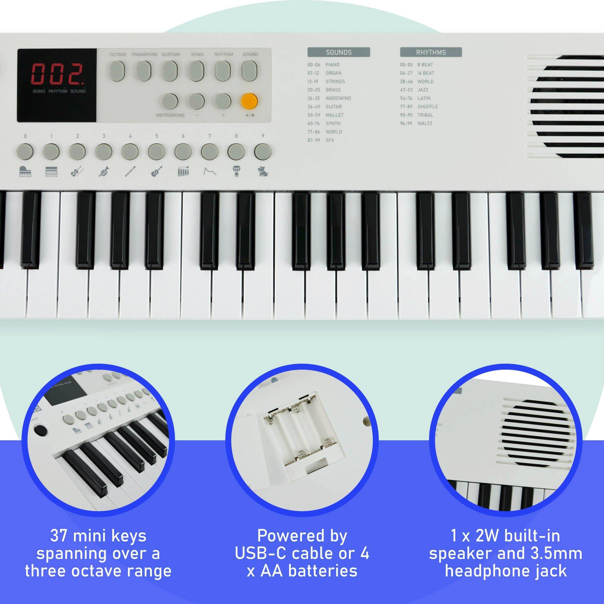 White - Axus - Mini Keyboard 37 Key Keyboard - 2