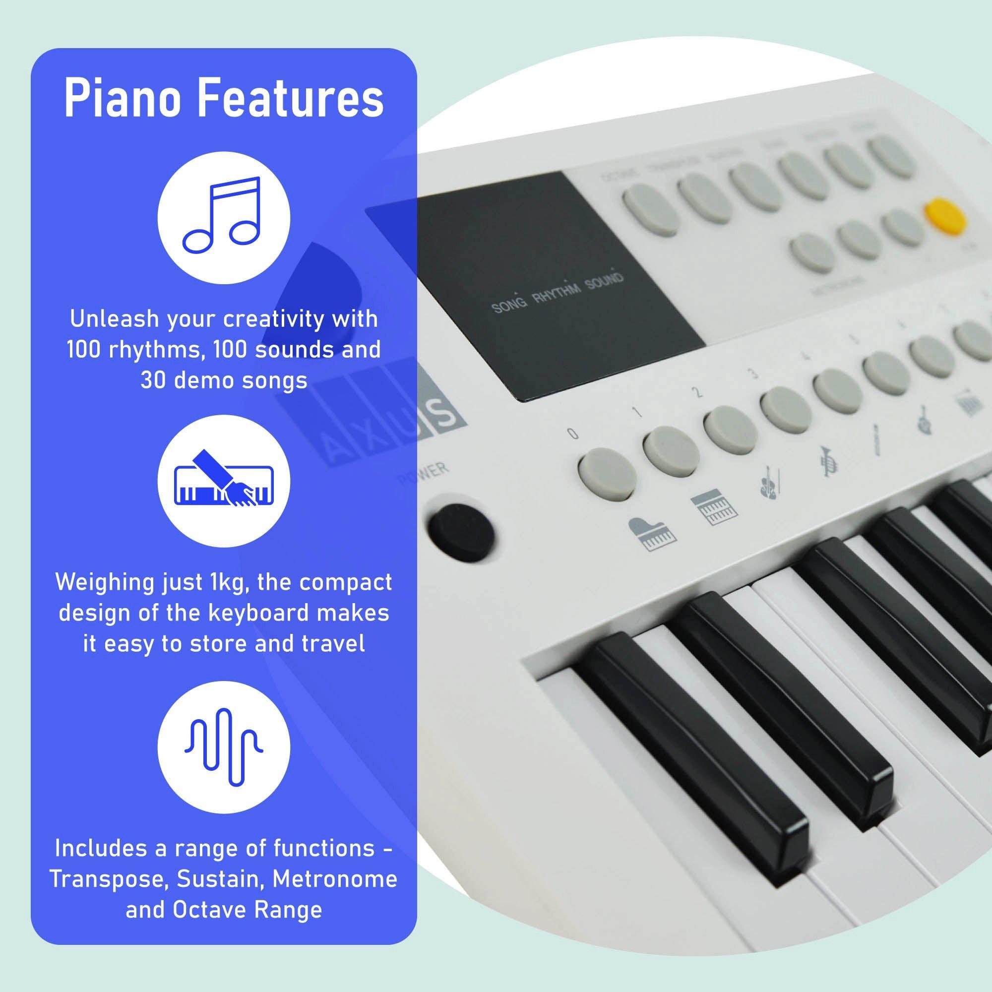 White - Axus - Mini Keyboard 37 Key Keyboard - 3