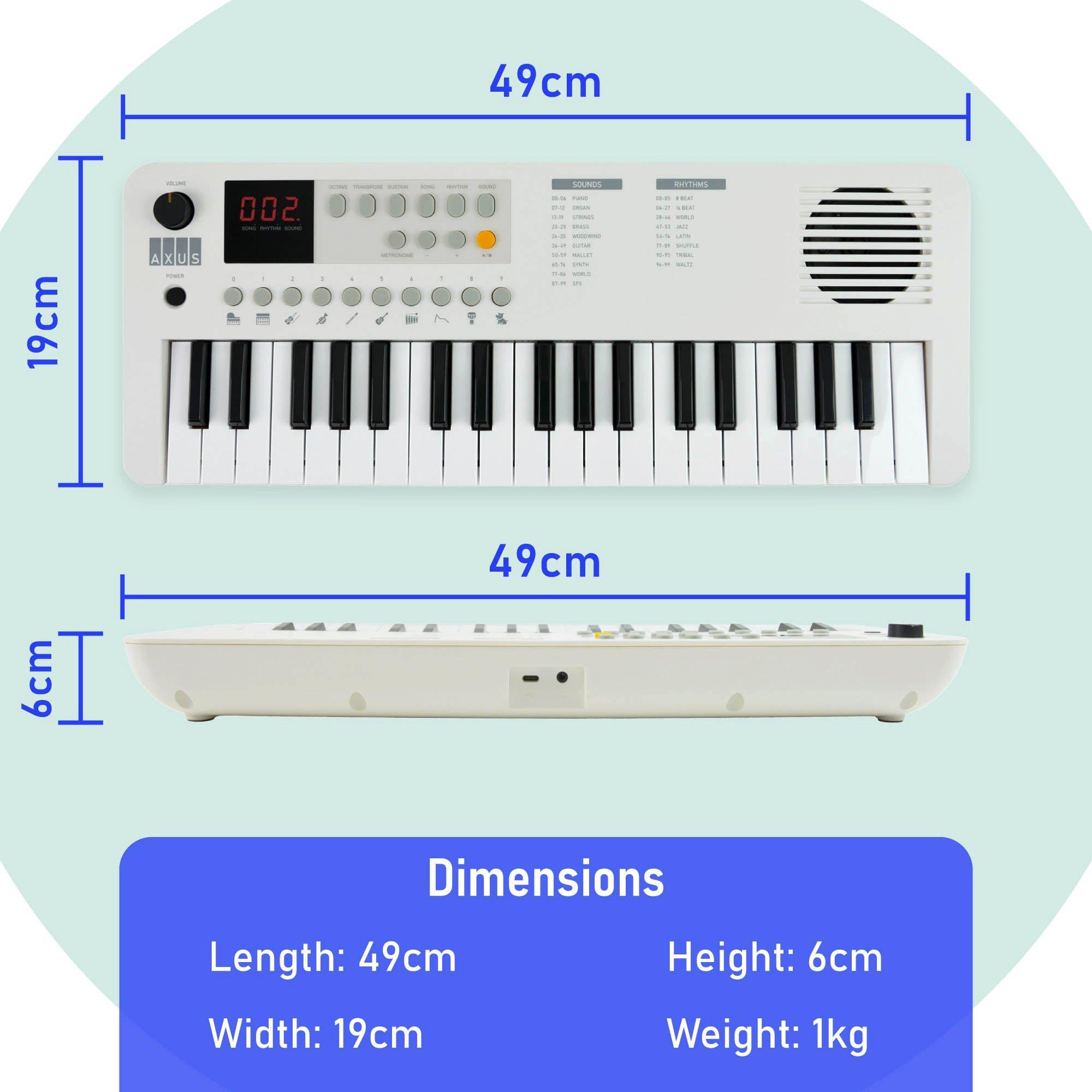 White - Axus - Mini Keyboard 37 Key Keyboard - 4