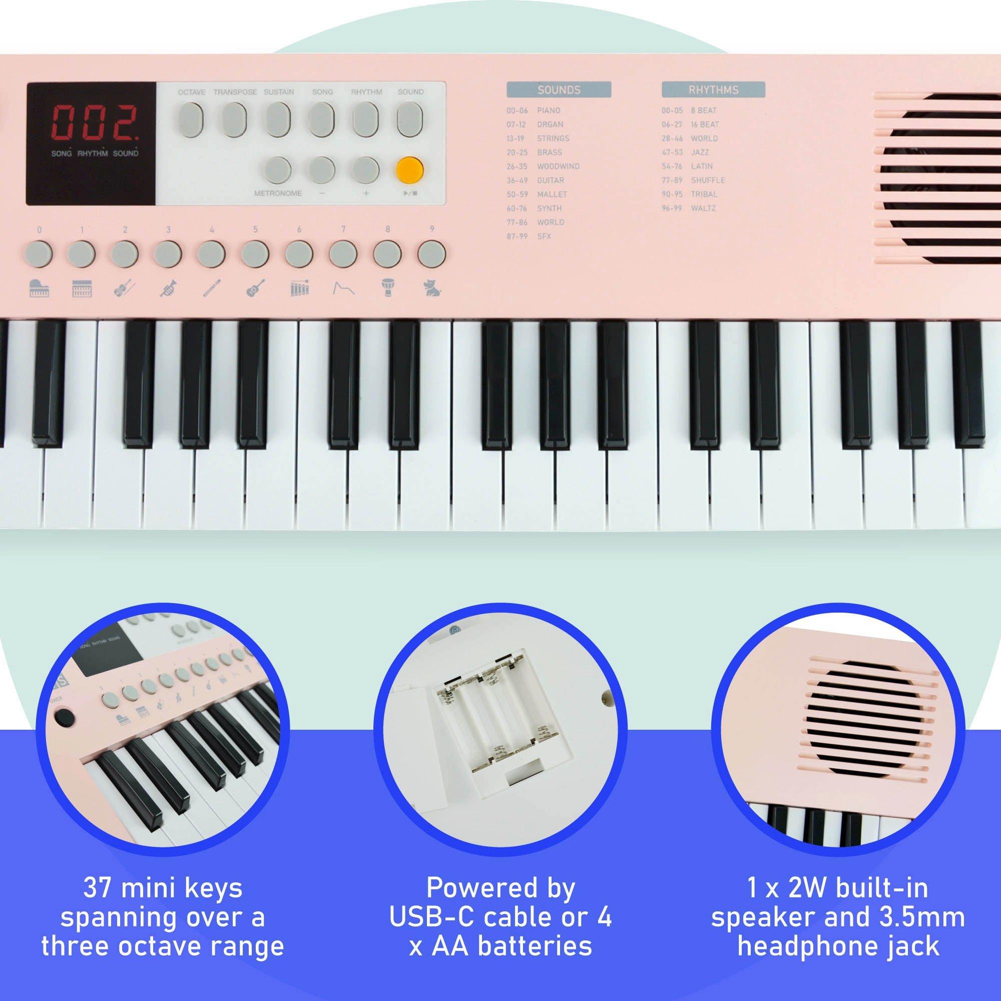 Pink - Axus - Mini Keyboard 37 Key Keyboard - 2