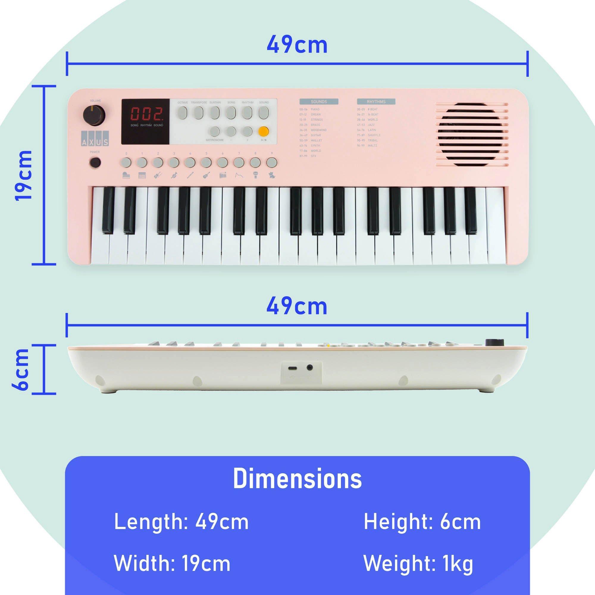 Pink - Axus - Mini Keyboard 37 Key Keyboard - 4