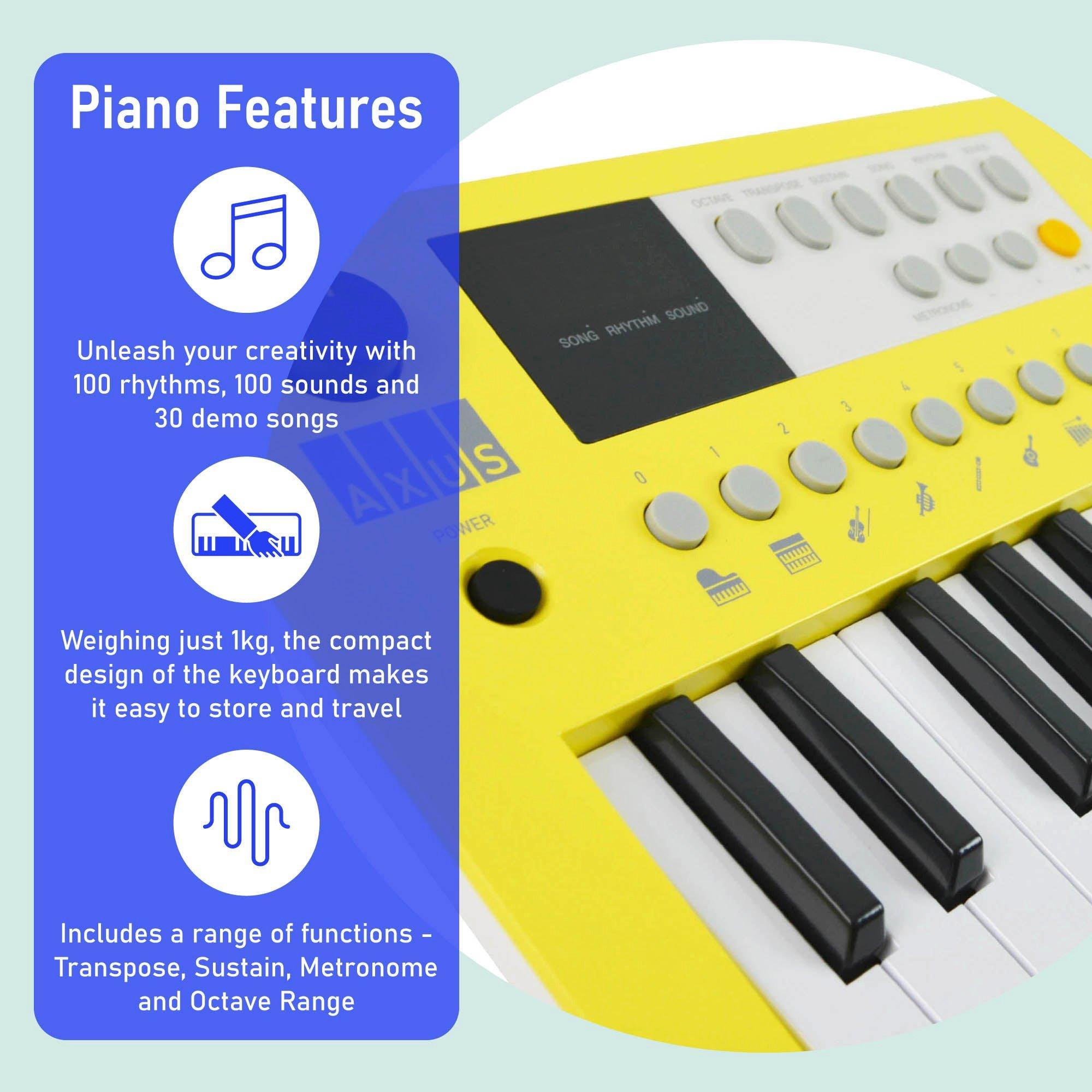 Yellow - Axus - Mini Keyboard 37 Key Keyboard - 3