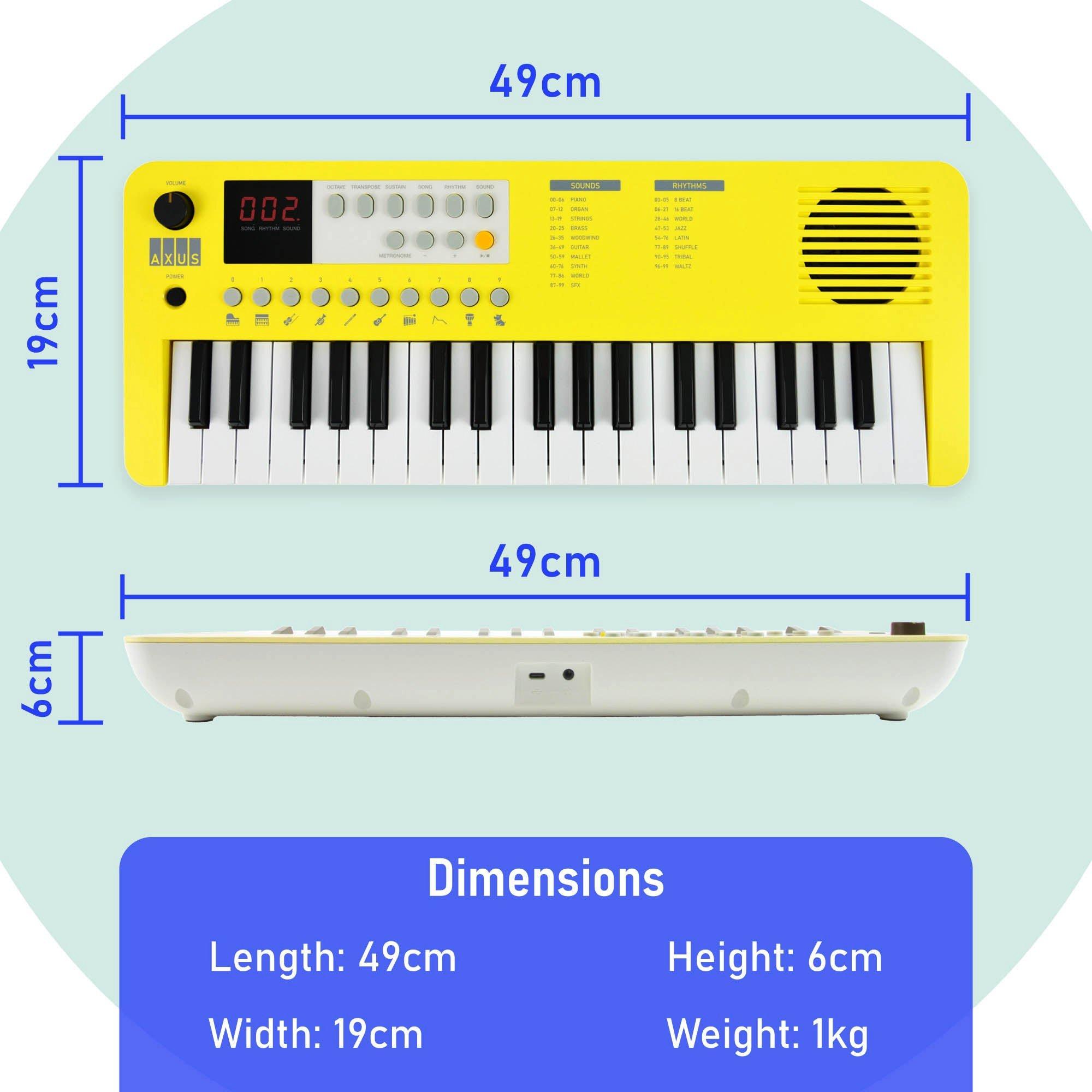 Yellow - Axus - Mini Keyboard 37 Key Keyboard - 4