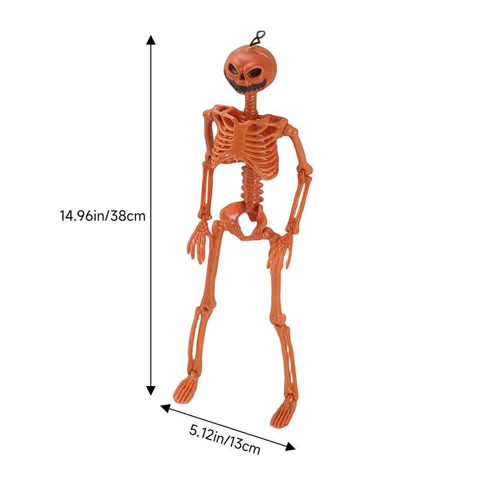 Orange - LIFE IDEAS - 38cm Posable Halloween Pumpkin Skeleton Decoration - 2