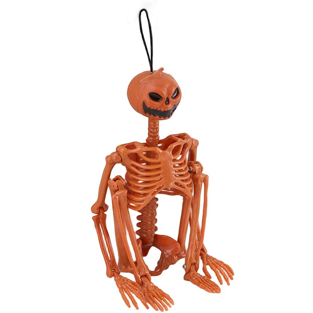 Orange - LIFE IDEAS - 38cm Posable Halloween Pumpkin Skeleton Decoration - 5