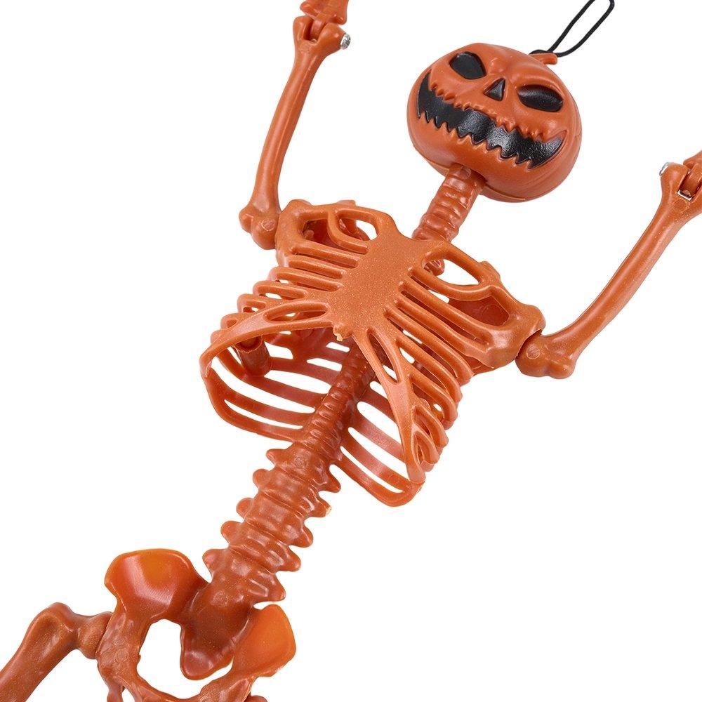 Orange - LIFE IDEAS - 38cm Posable Halloween Pumpkin Skeleton Decoration - 9