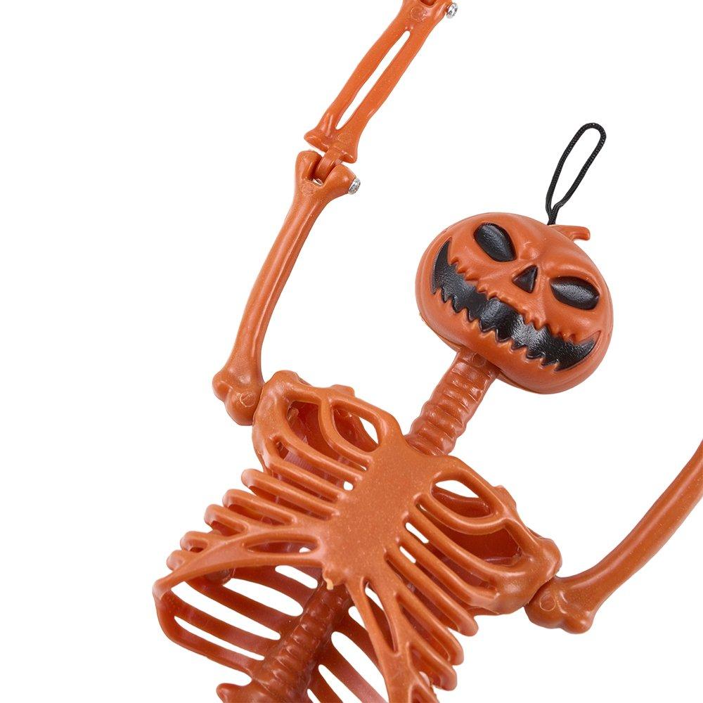 Orange - LIFE IDEAS - 38cm Posable Halloween Pumpkin Skeleton Decoration - 10