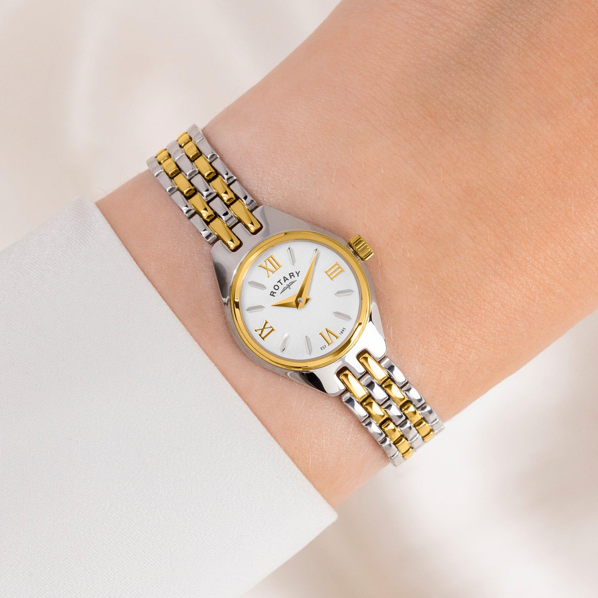Silver & Gold - Rotary - Rotary Ladies Cocktail Two Tone SS Bracelet Watch - 3