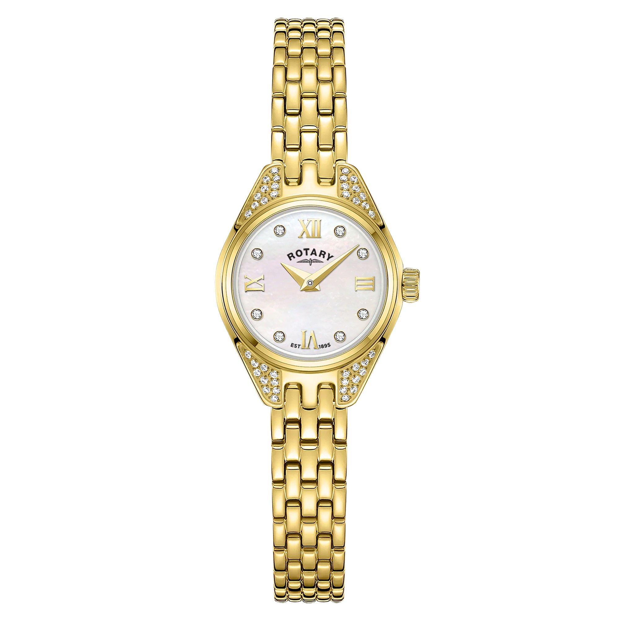 Gold - Rotary - Ladies Cocktail MOP TT SS Bracelet Watch - 1