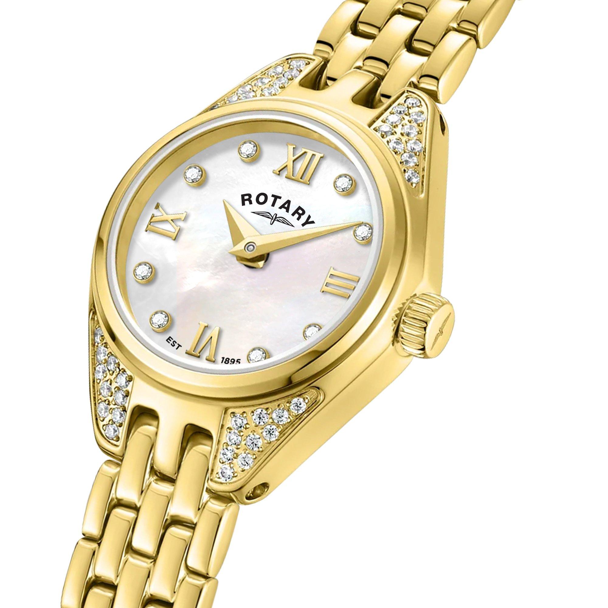 Gold - Rotary - Rotary Ladies Cocktail MOP TT SS Bracelet Watch - 2