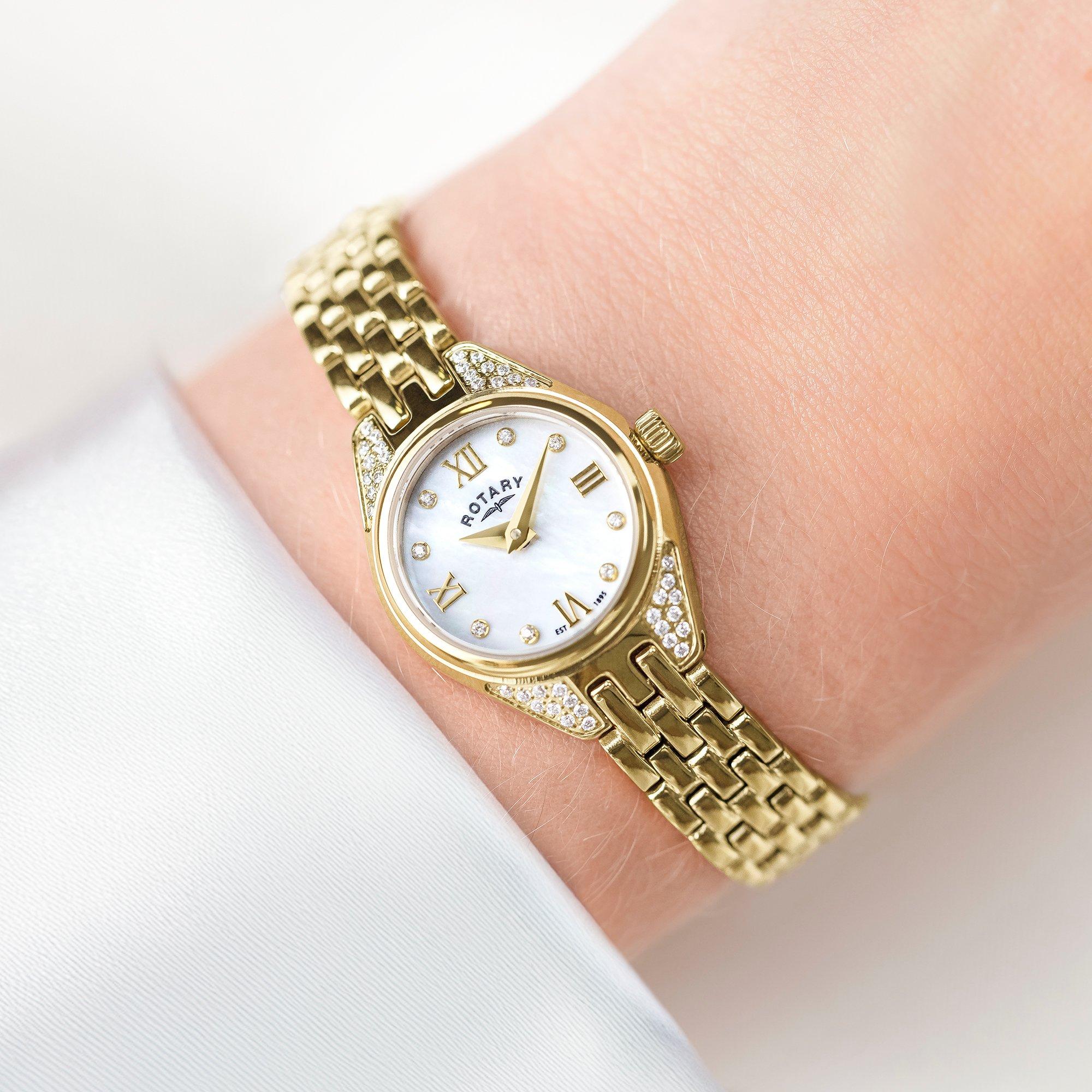 Gold - Rotary - Rotary Ladies Cocktail MOP TT SS Bracelet Watch - 3