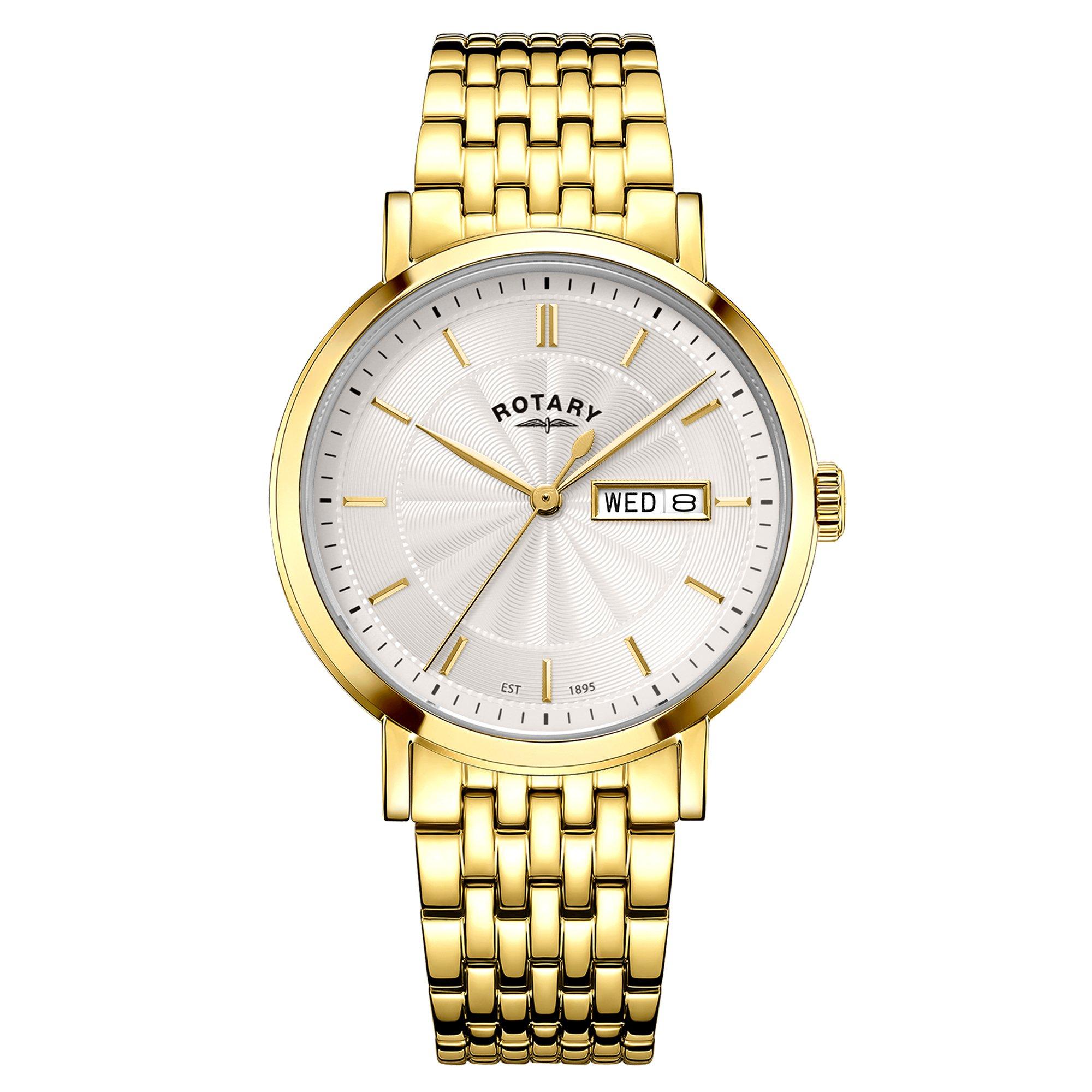 Silver - Rotary - Mens Heritage White Dial SS Bracelet Watch - 1