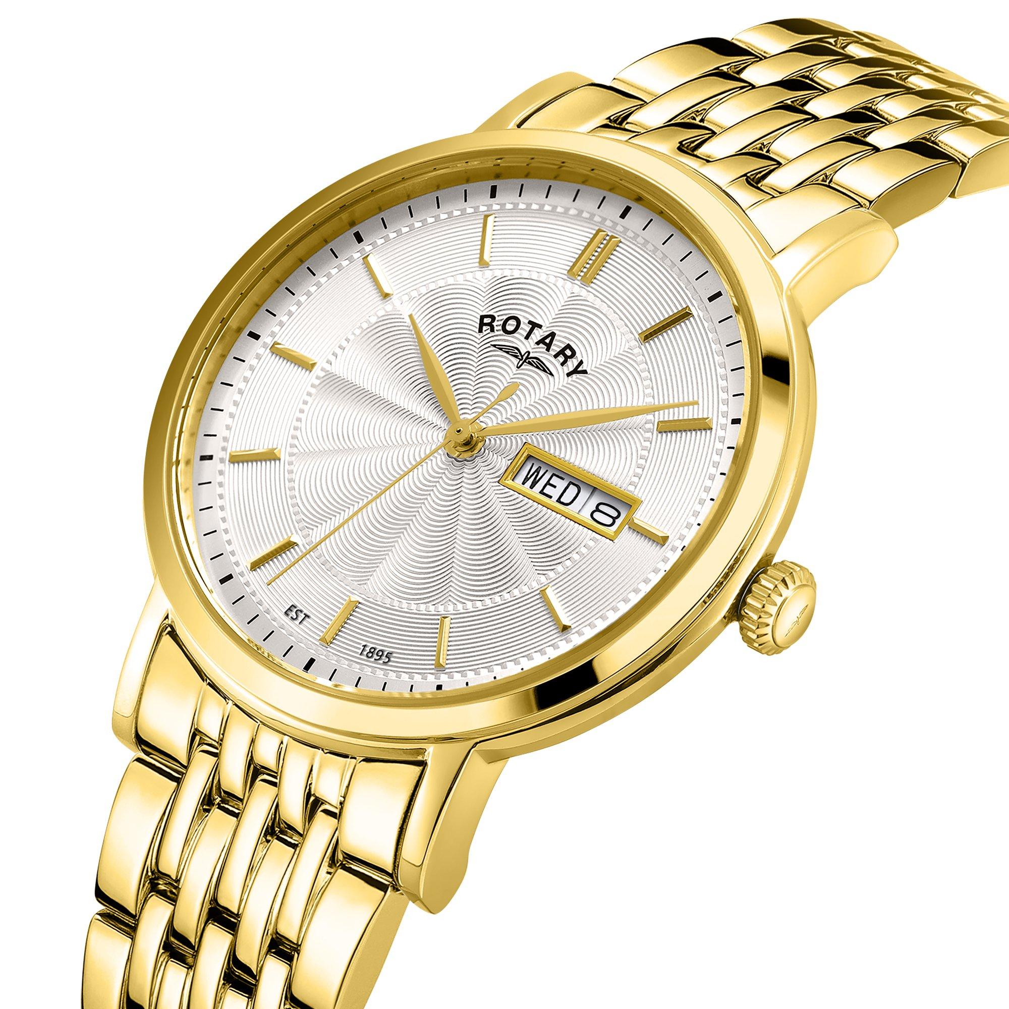 Silver - Rotary - Rotary Mens Heritage White Dial SS Bracelet Watch - 2