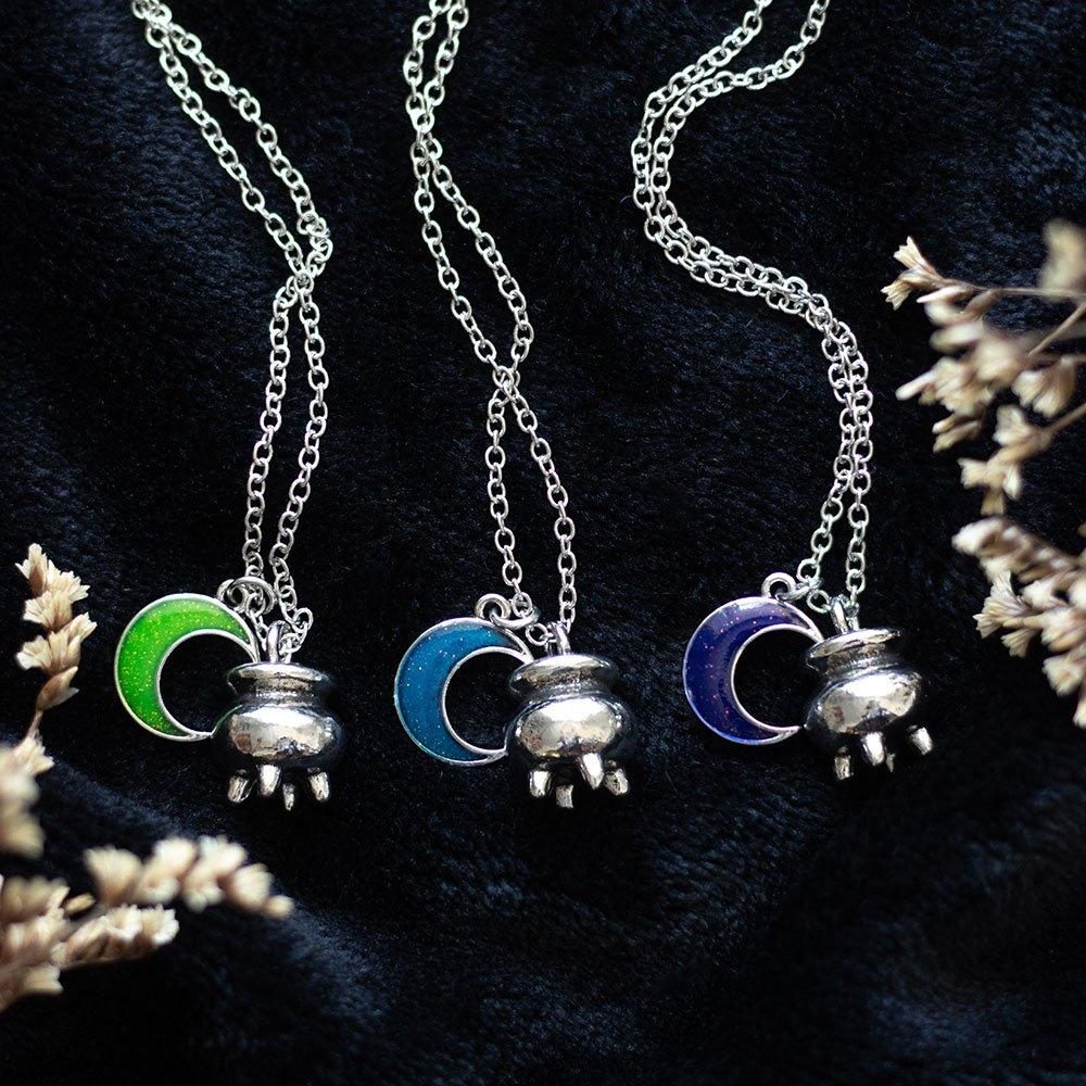 Silver - Something Different - Set of 3 Coven Sisters Cauldron Charm Necklaces - 1