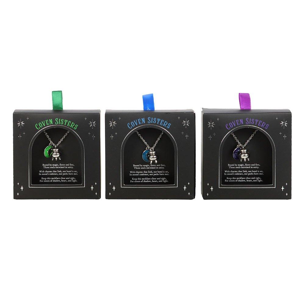 Silver - Something Different - Set of 3 Coven Sisters Cauldron Charm Necklaces - 3