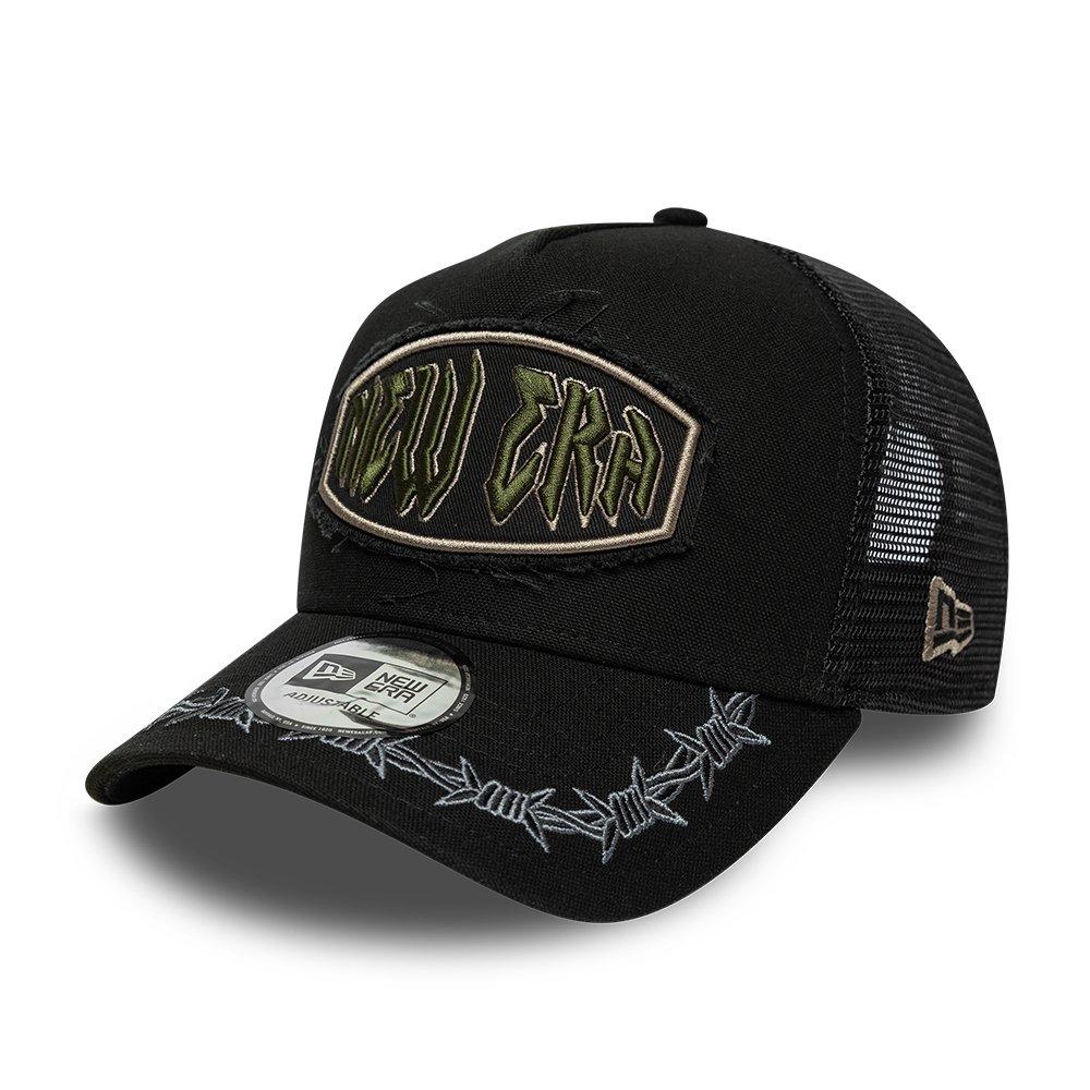 NE Black - New Era - Distressed Patch Adjustable Trucker Cap - 1