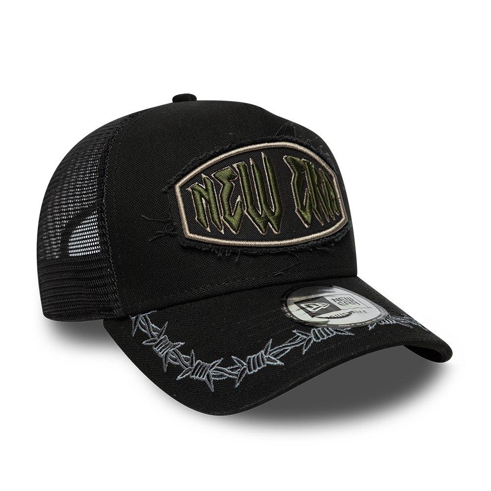 NE Black - New Era - Distressed Patch Trucker Cap - 3