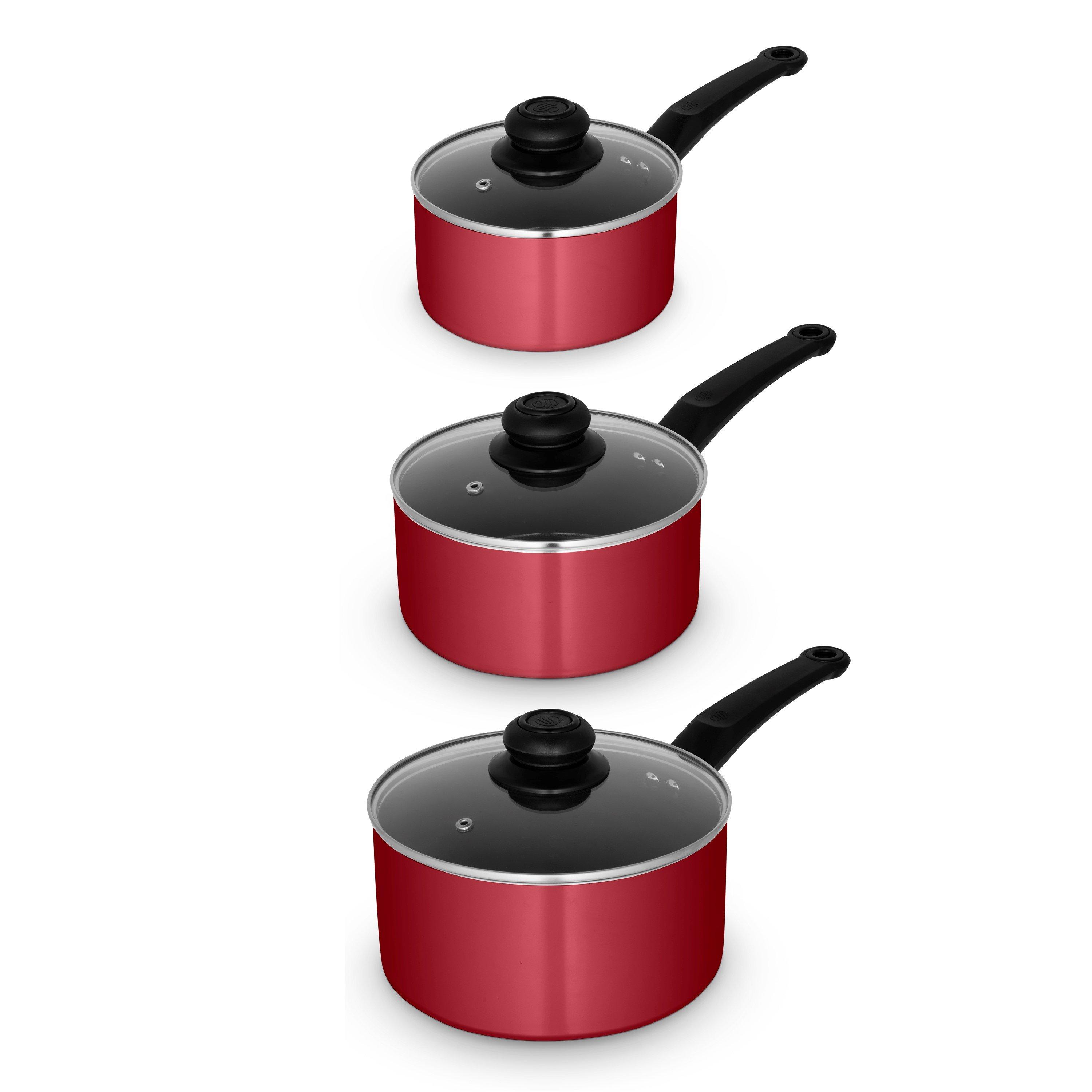 Red - Swan - Townhouse 3 Piece Saucepan Set Red - 1