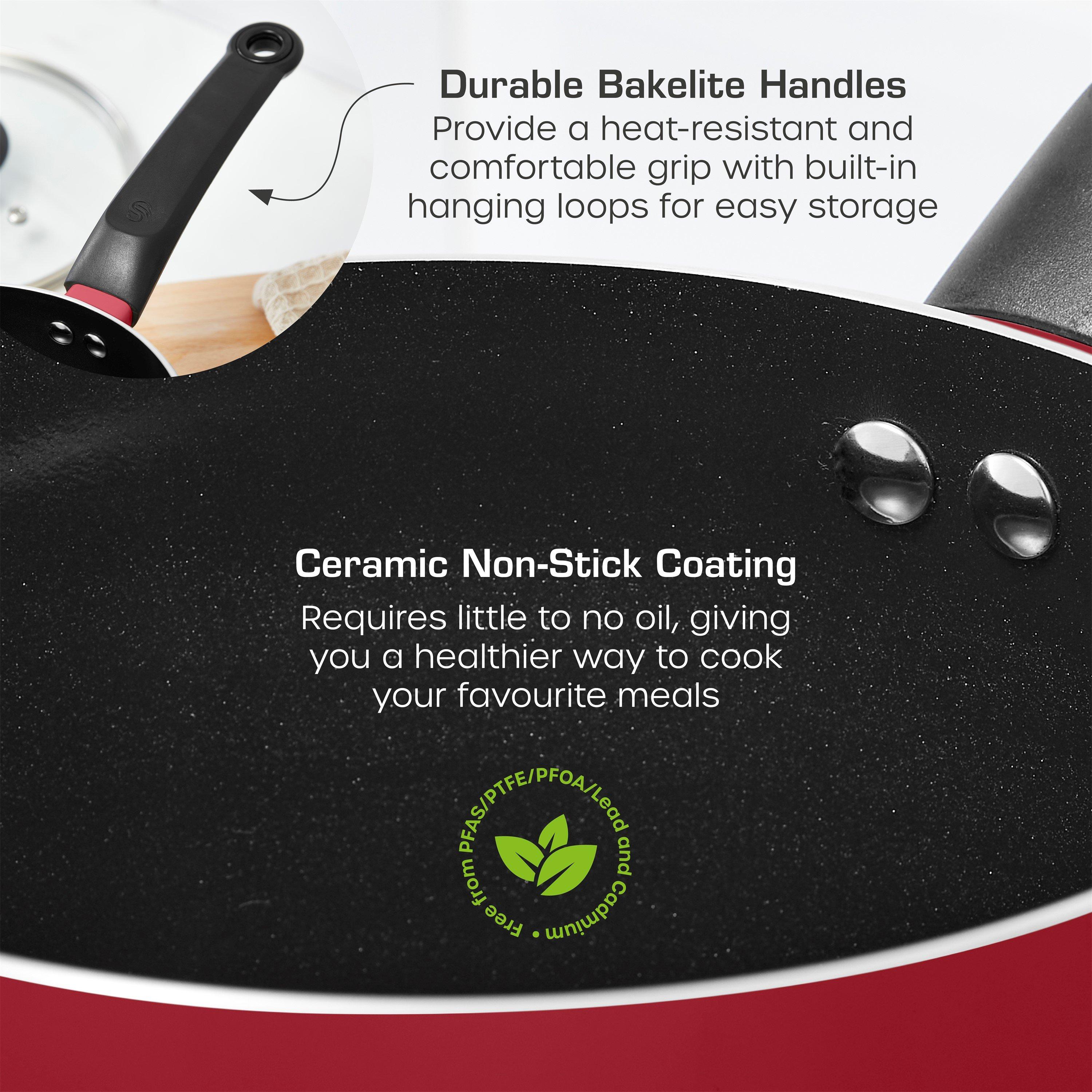 Red - Swan - Townhouse 3 Piece Saucepan Set Red - 4