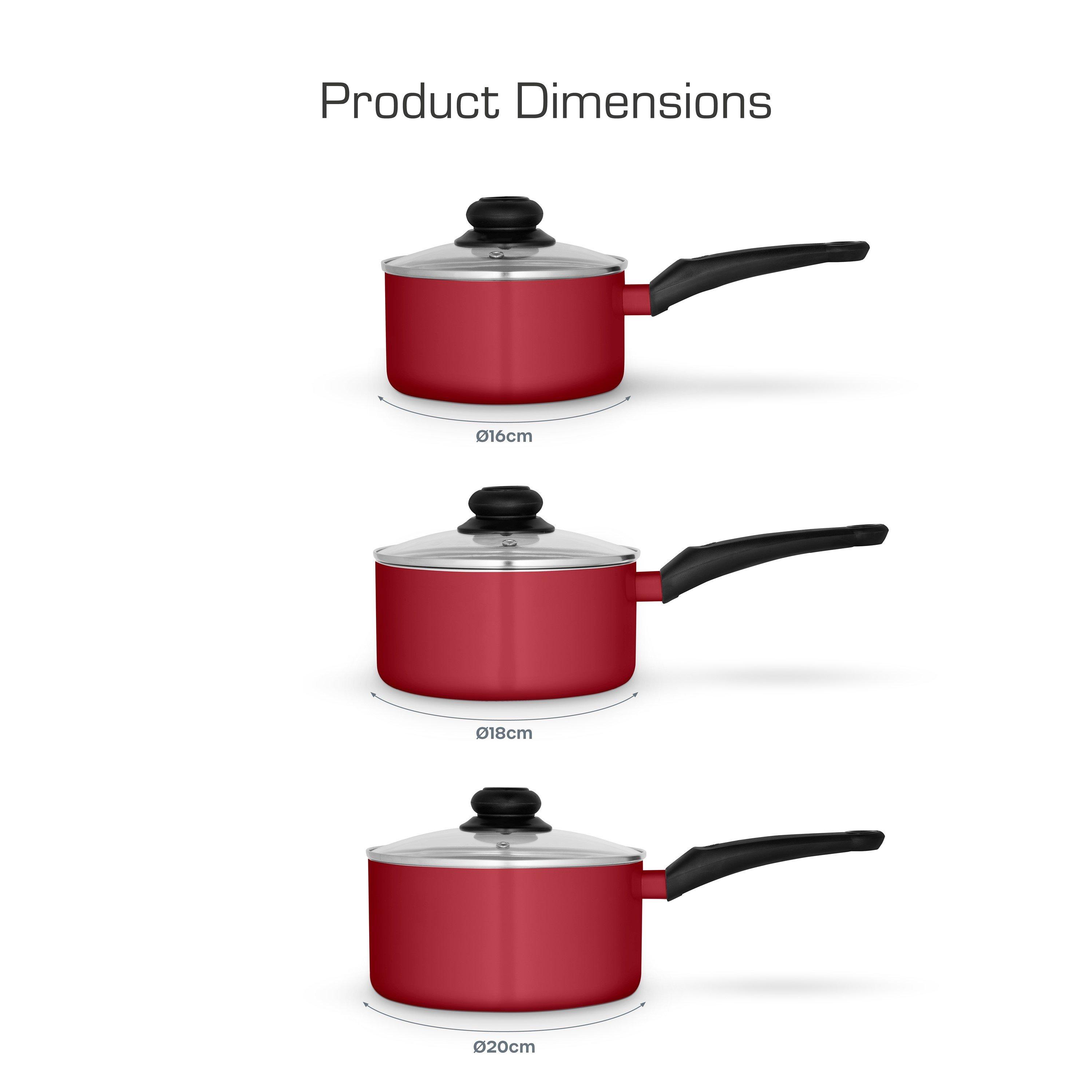 Red - Swan - Townhouse 3 Piece Saucepan Set Red - 6