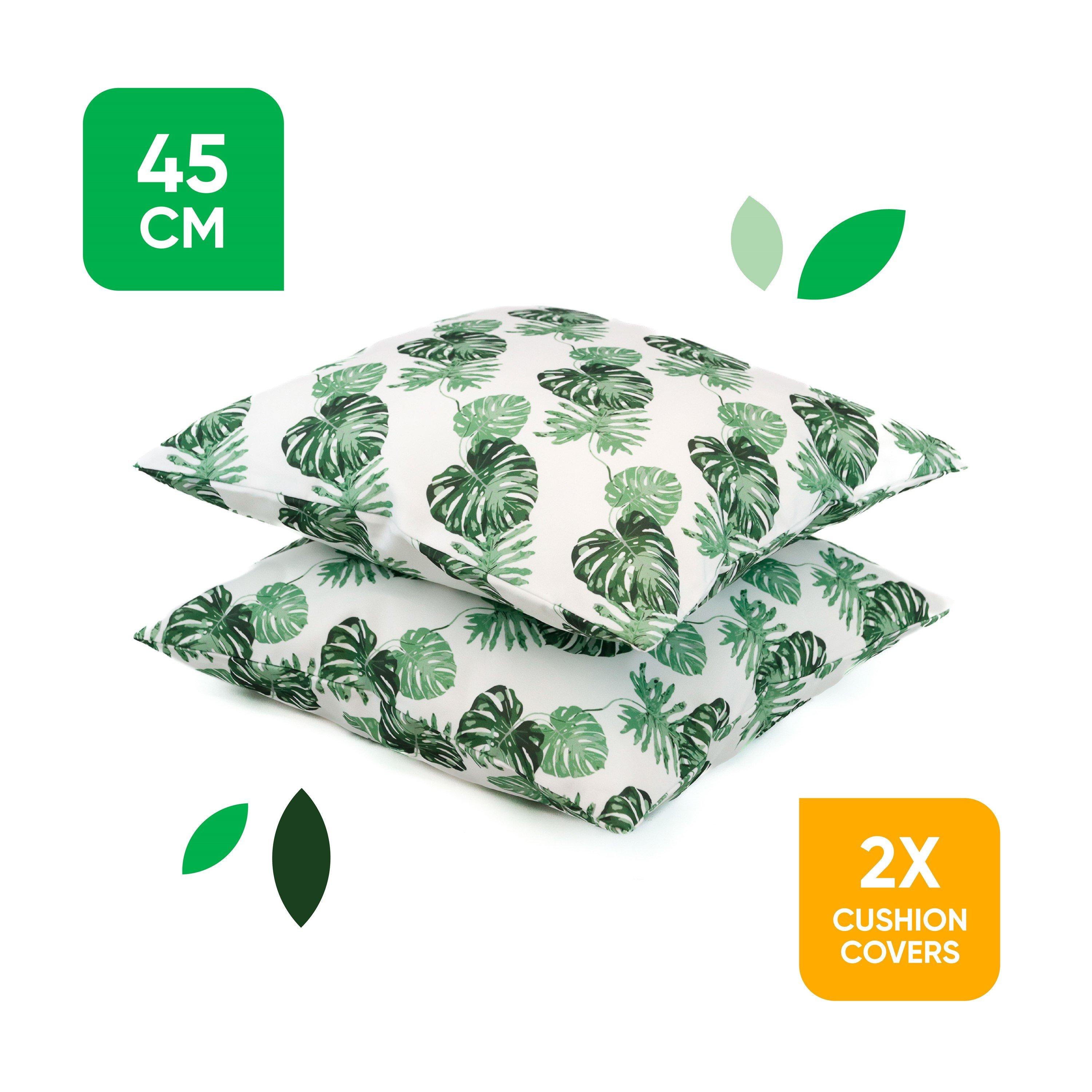 Green/White - Streetwize - Pack of 2 Decorative Scatter Cushion Covers 45x45c - 2
