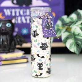 Something Different Cute and Creepy Cat Print Lavender Tube Candle