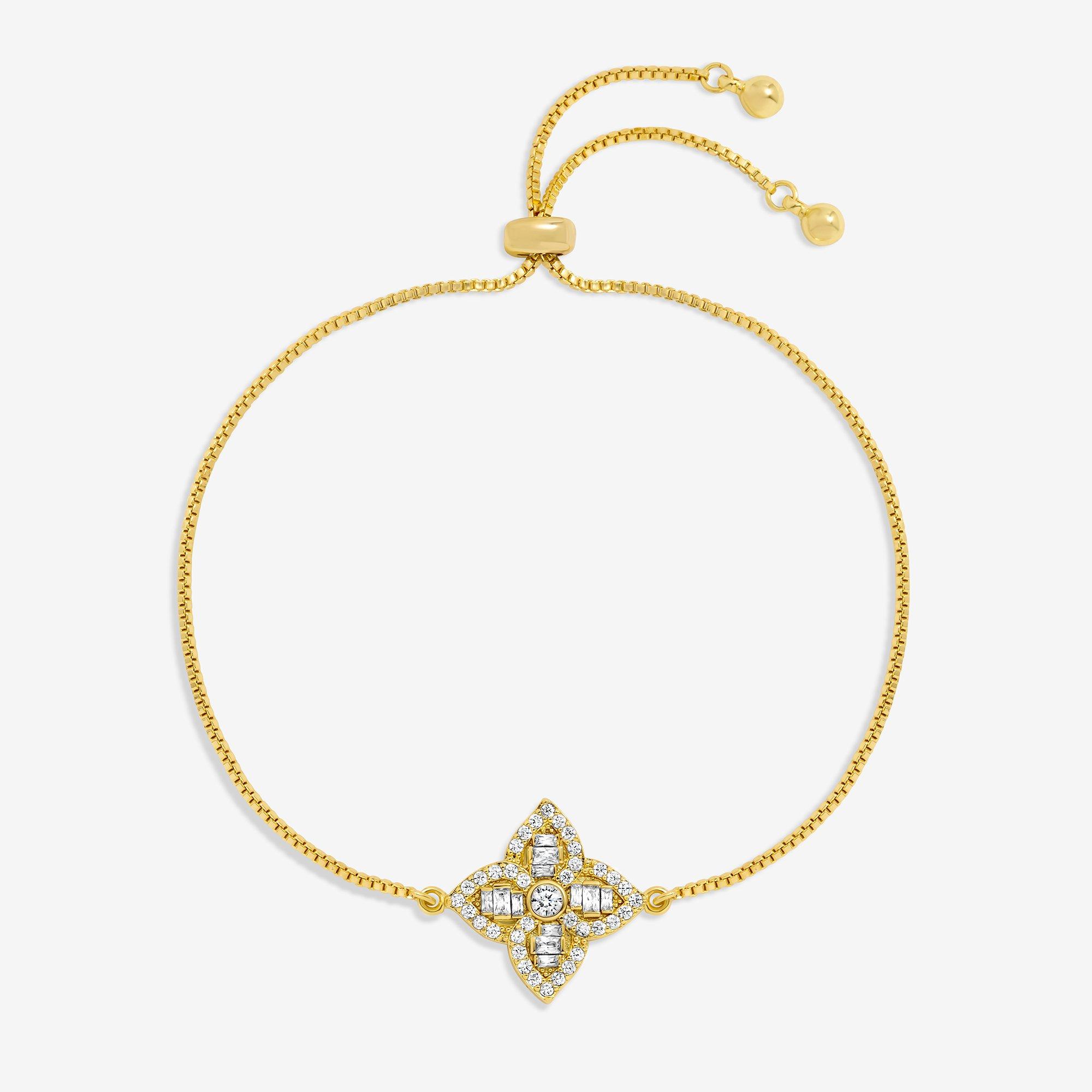 Jon Richard 18K Gold Plated and Crystal Clover Bracelet
