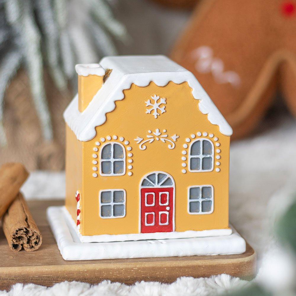 Something Different  Candy Cane Gingerbread House Incense Cone Holder - Brown
