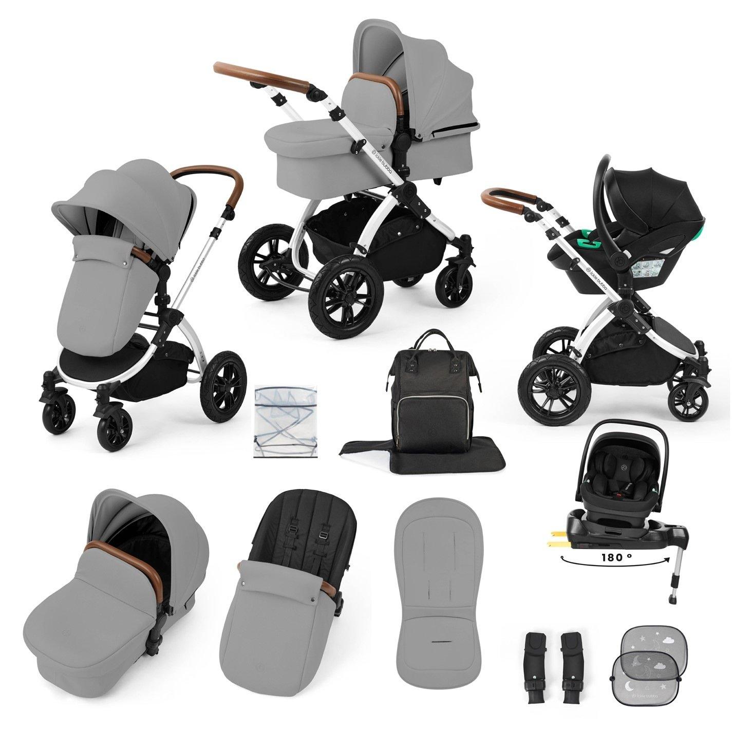 Ickle Bubba Système De Voyage Tout-En-Un Stomp Luxe Nimbus 180° Spin I-Size Et Base Spin Isofix - Gris Perle / Argenté / Tan - Image 4