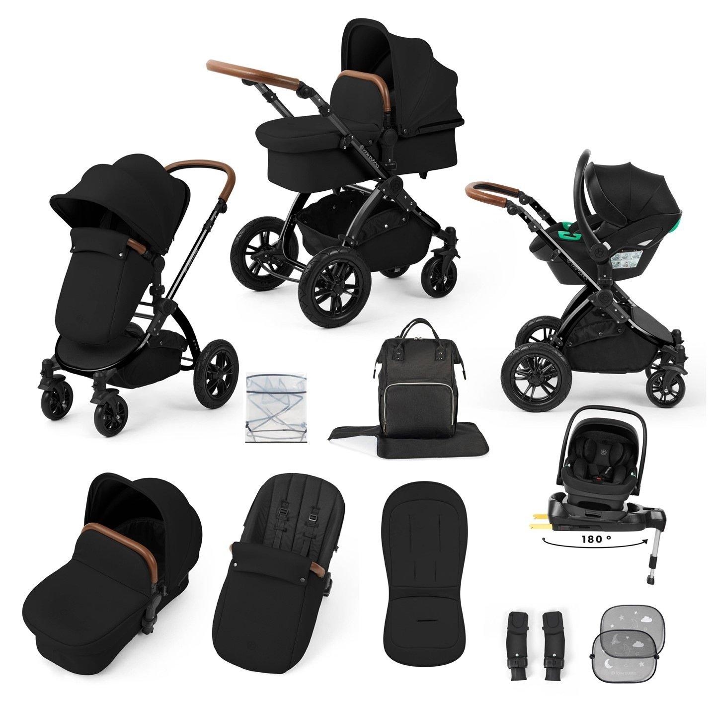 Ickle Bubba Stomp Luxe 12 Piece Travel System With I-Size Nimbus Car Seat & Spin Isofix Base - Black / Midnight / Tan - Image 5