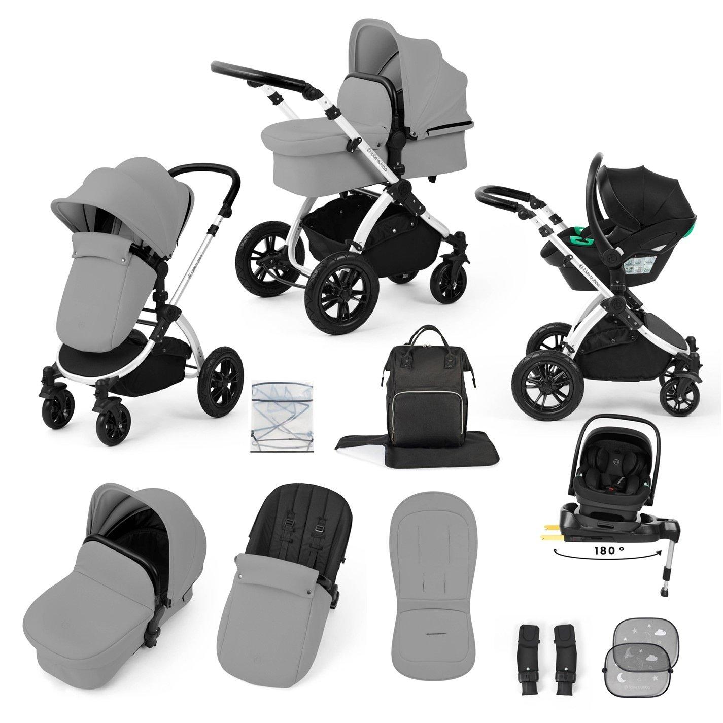 Ickle Bubba Système De Voyage Tout-En-Un Stomp Luxe Nimbus 180° Spin I-Size Et Base Spin Isofix - Gris Perle / Argenté / Noir - Image 4