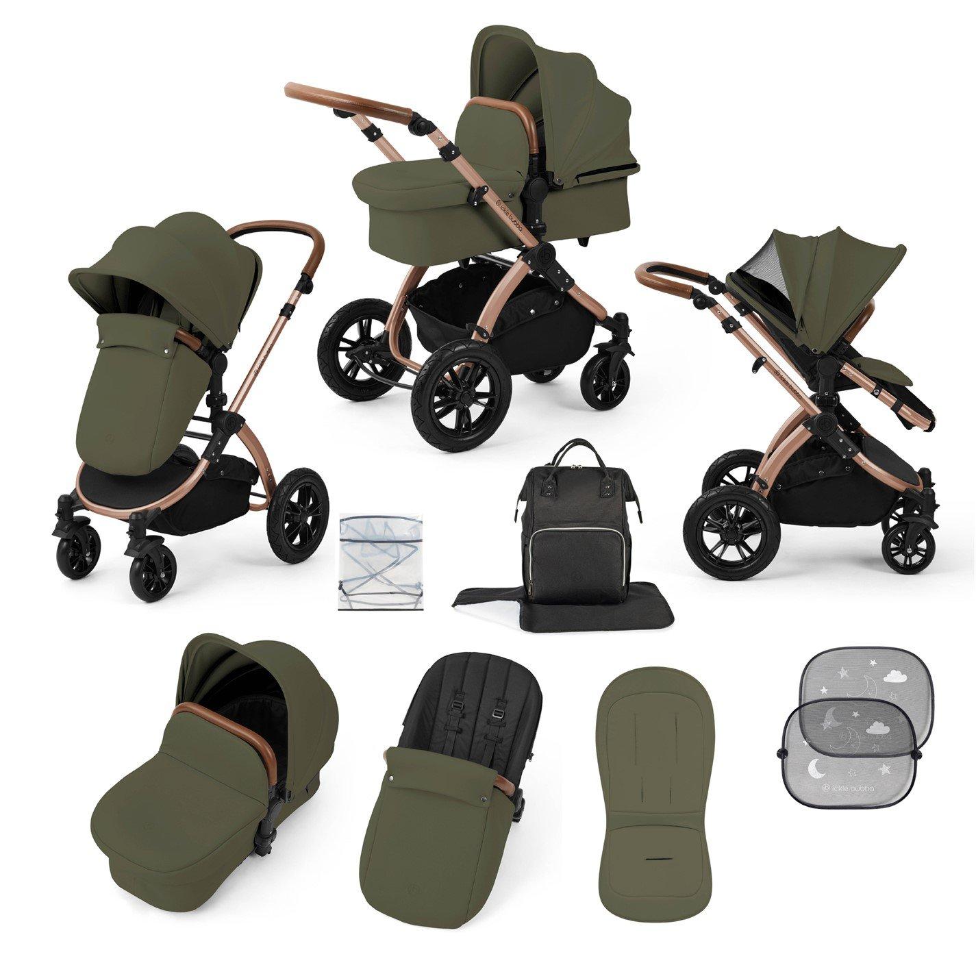 Ickle Bubba  Newborn Stomp Luxe 12Pc Travel System - Bronze / Woodla - one