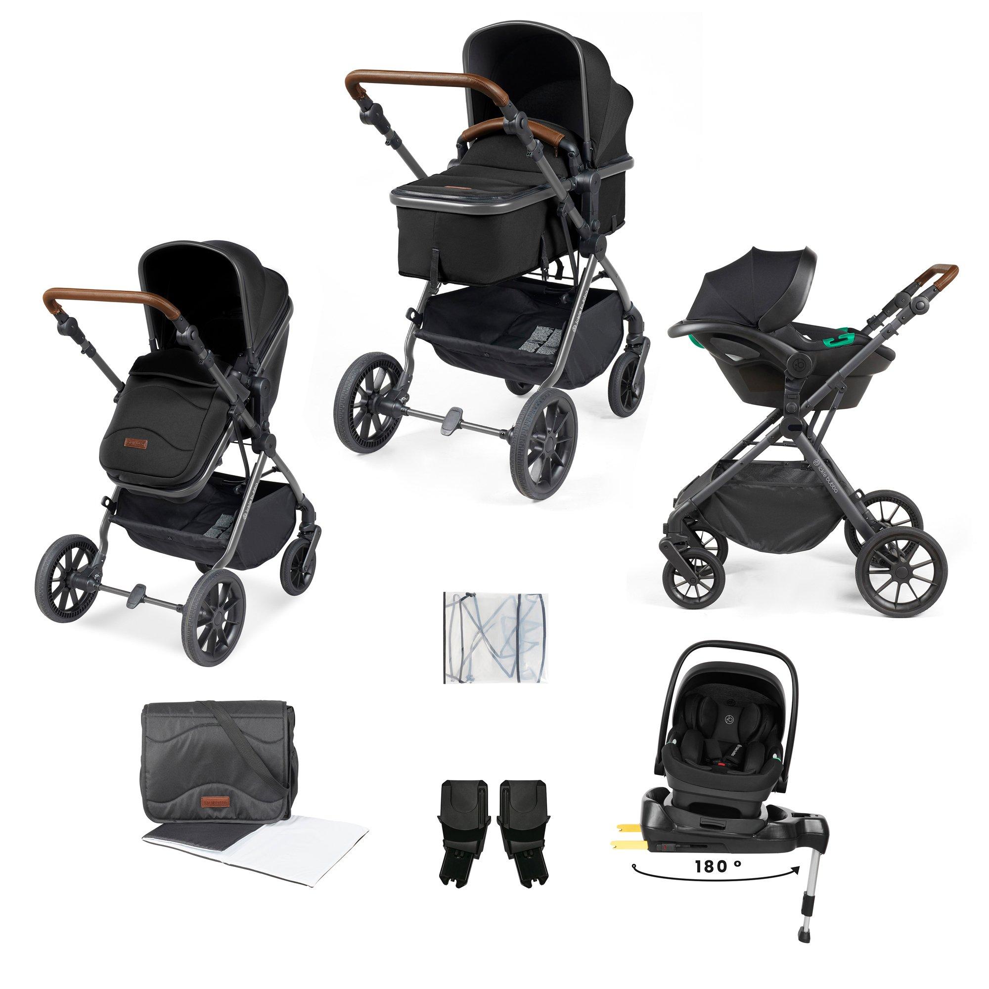Ickle Bubba Cosmo 9 Piece Travel System with i-Size Nimbus Car Seat & Spin ISOFIX Base, Gunmetal/Black/Tan - Image 5