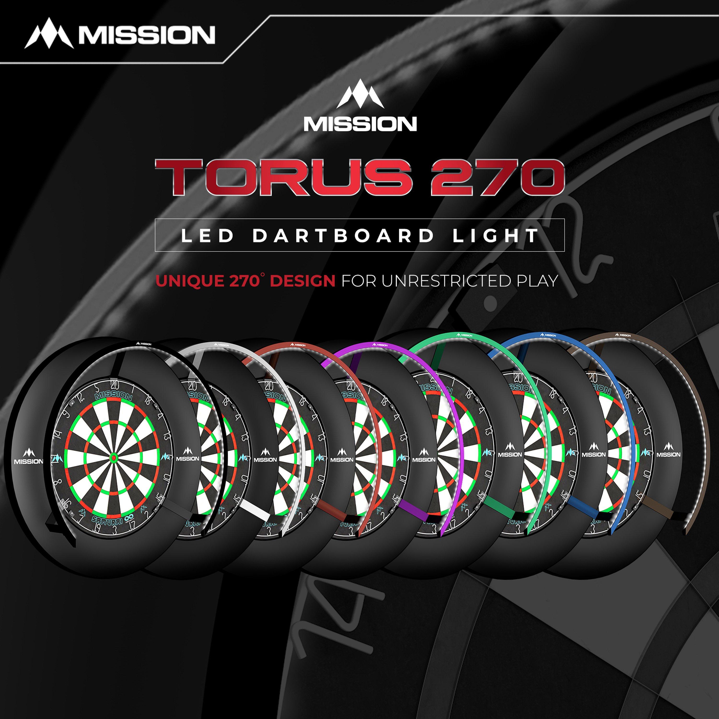 Black - Mission Darts - Mission Torus 270 Dartboard Lighting - Bright Whit - 7