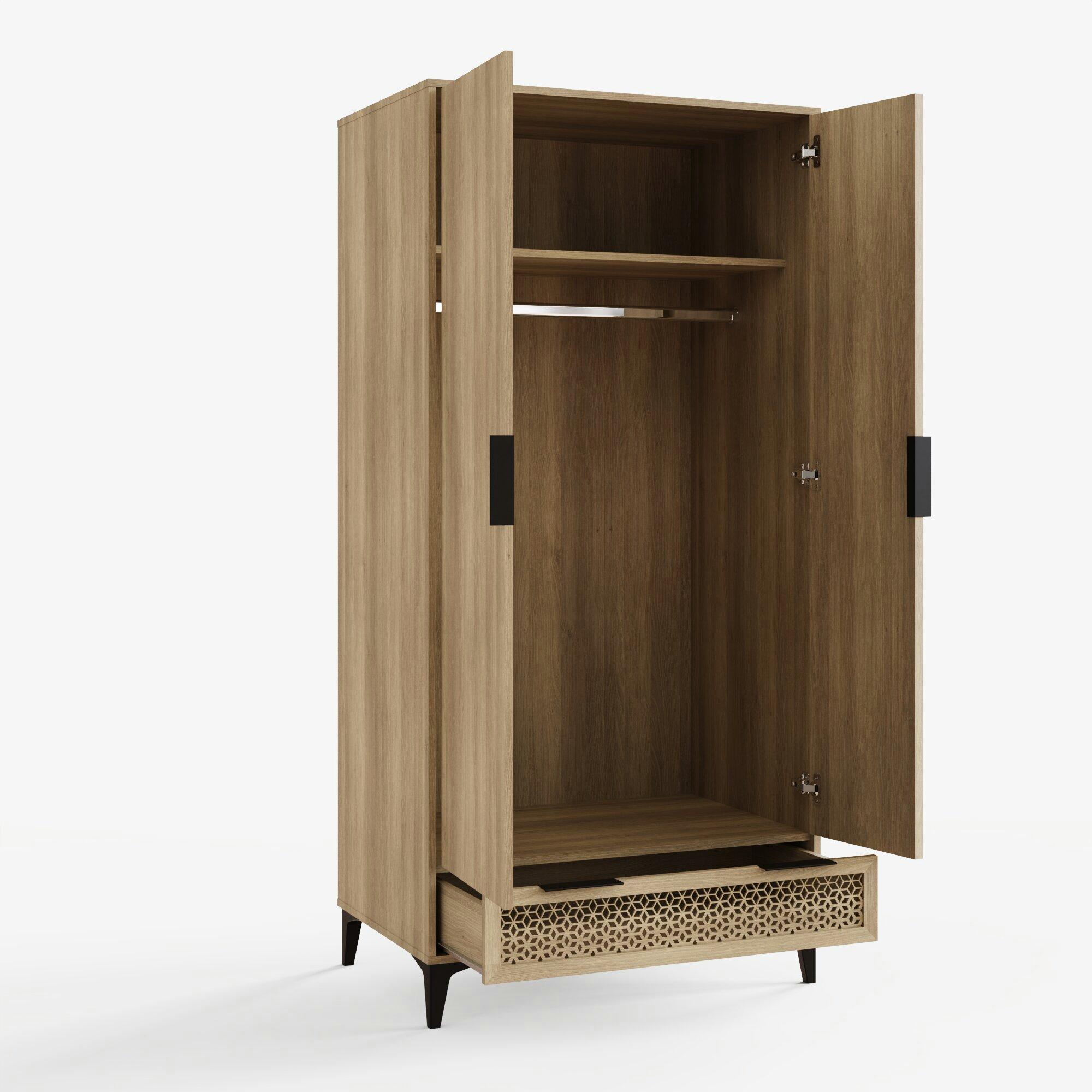 Oak - GFW - Ezra 2 Door 1 Drawer Wardrobe - 4